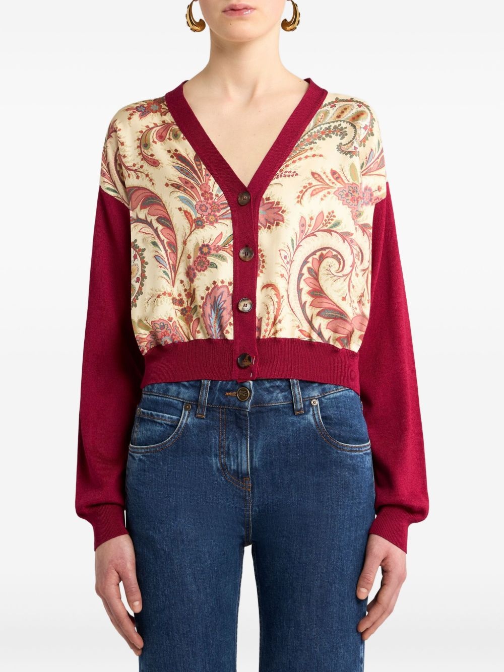 paisley panelled cardigan - 2