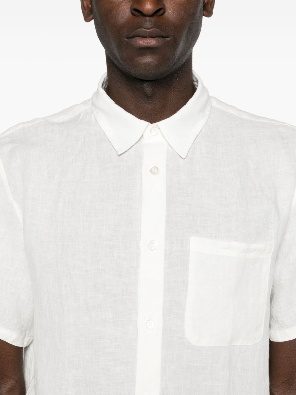 chest-pocket linen shirt - 5