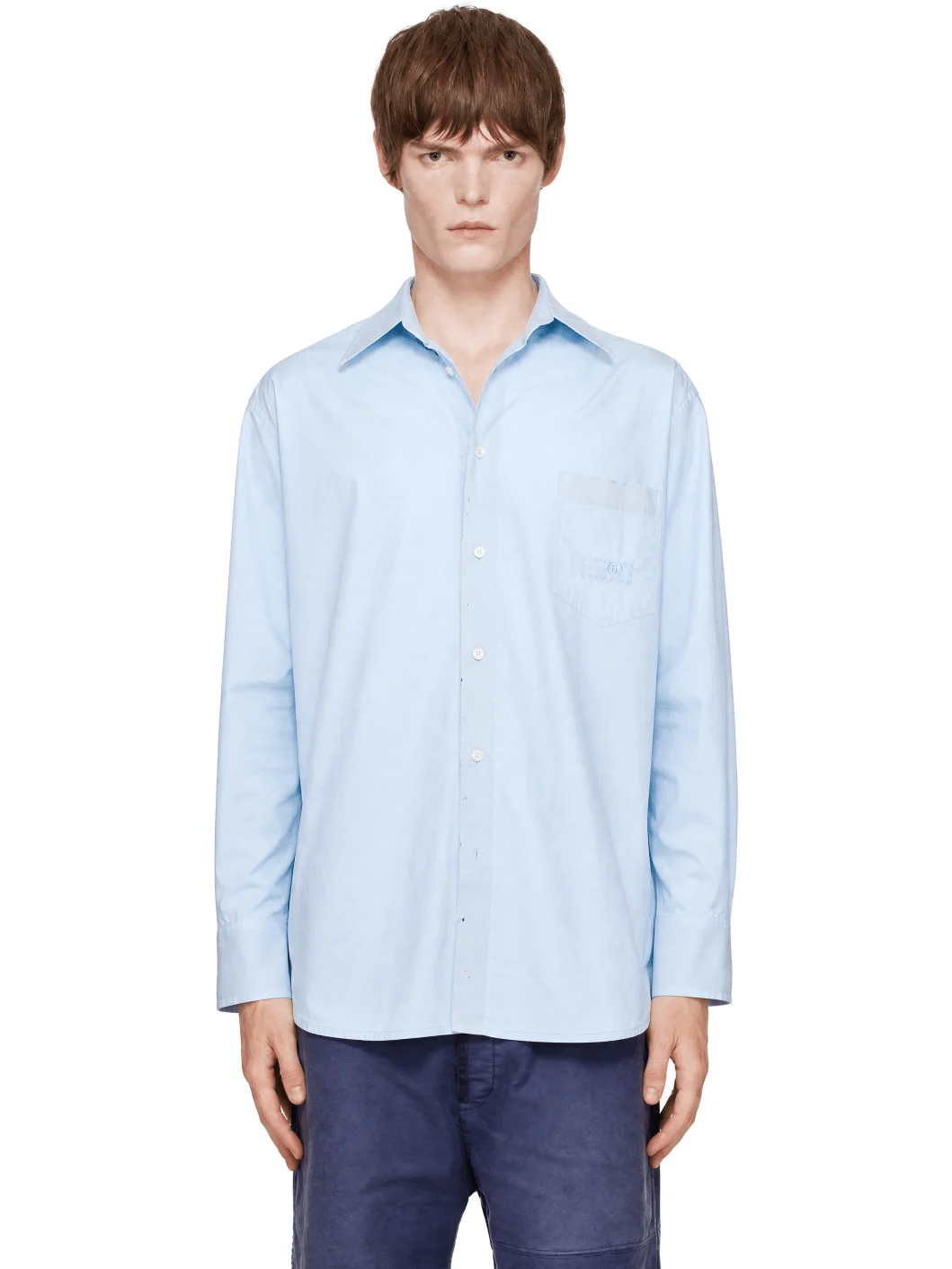 Blue Cotton Poplin Shirt - 1