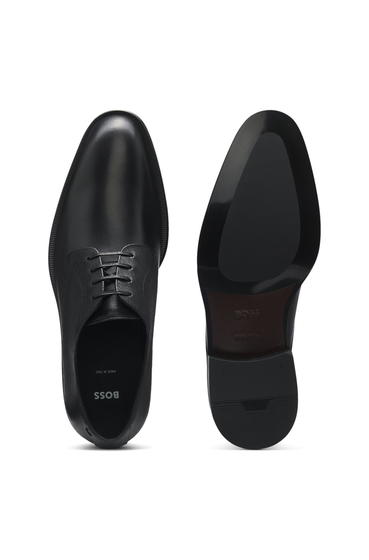 PLAIN AND STRUCTURED DERBY SHOES IN LEATHER - 4