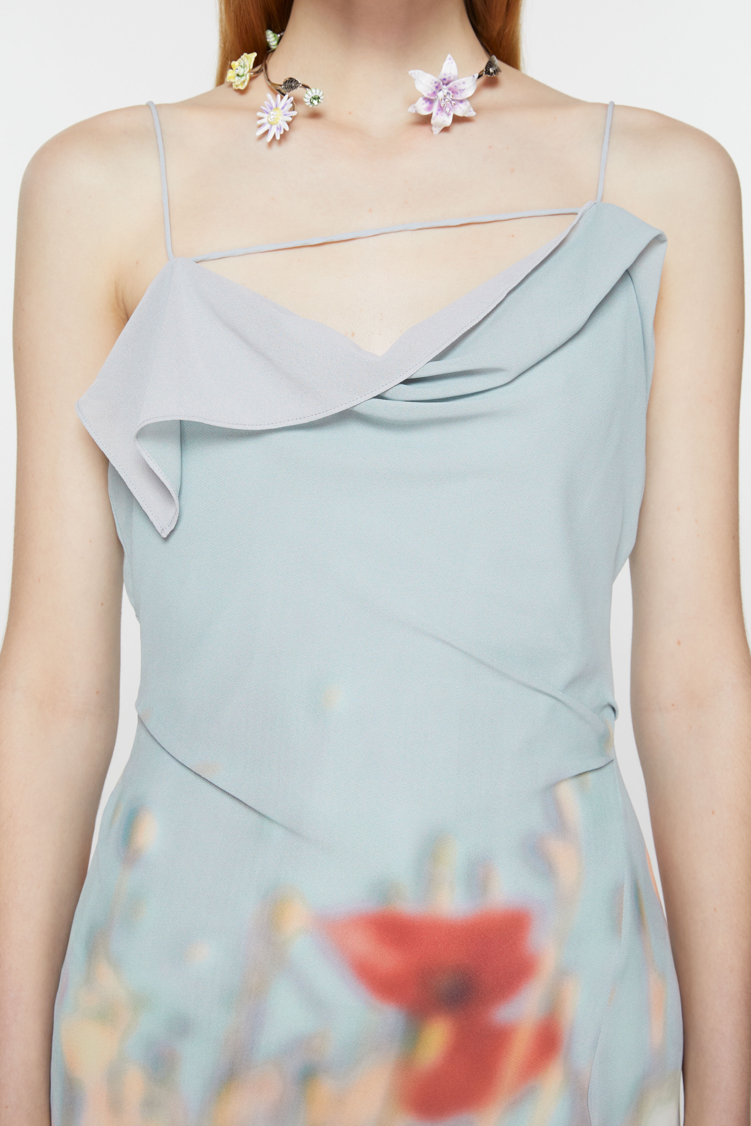 Ruffle strap dress - Dusty blue - 5
