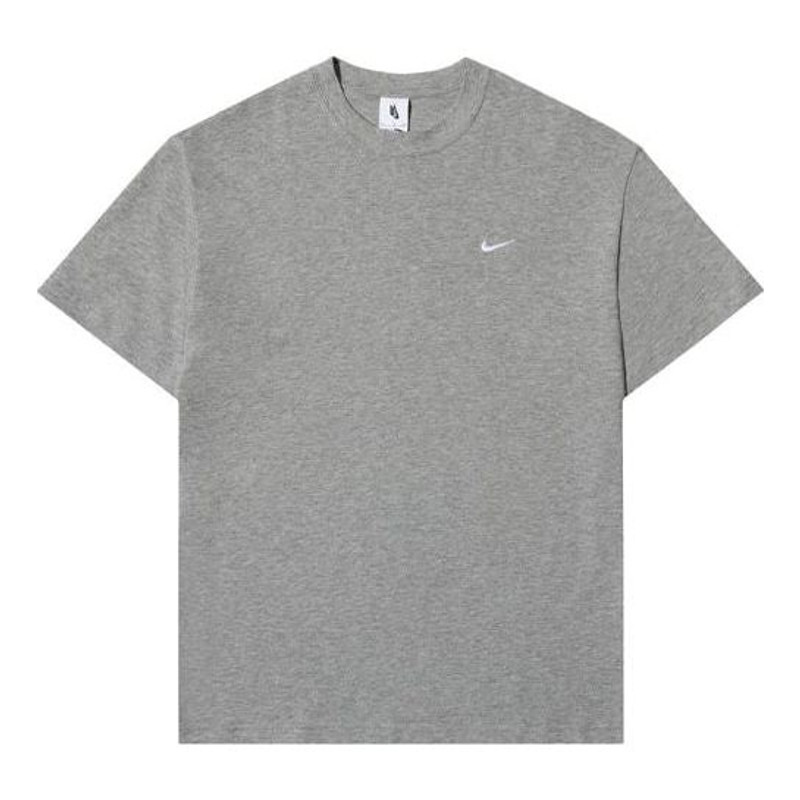Nike Solo Swoosh Small Label Logo Solid Color Sports Round Neck Short Sleeve Gray CV0559-063 - 1