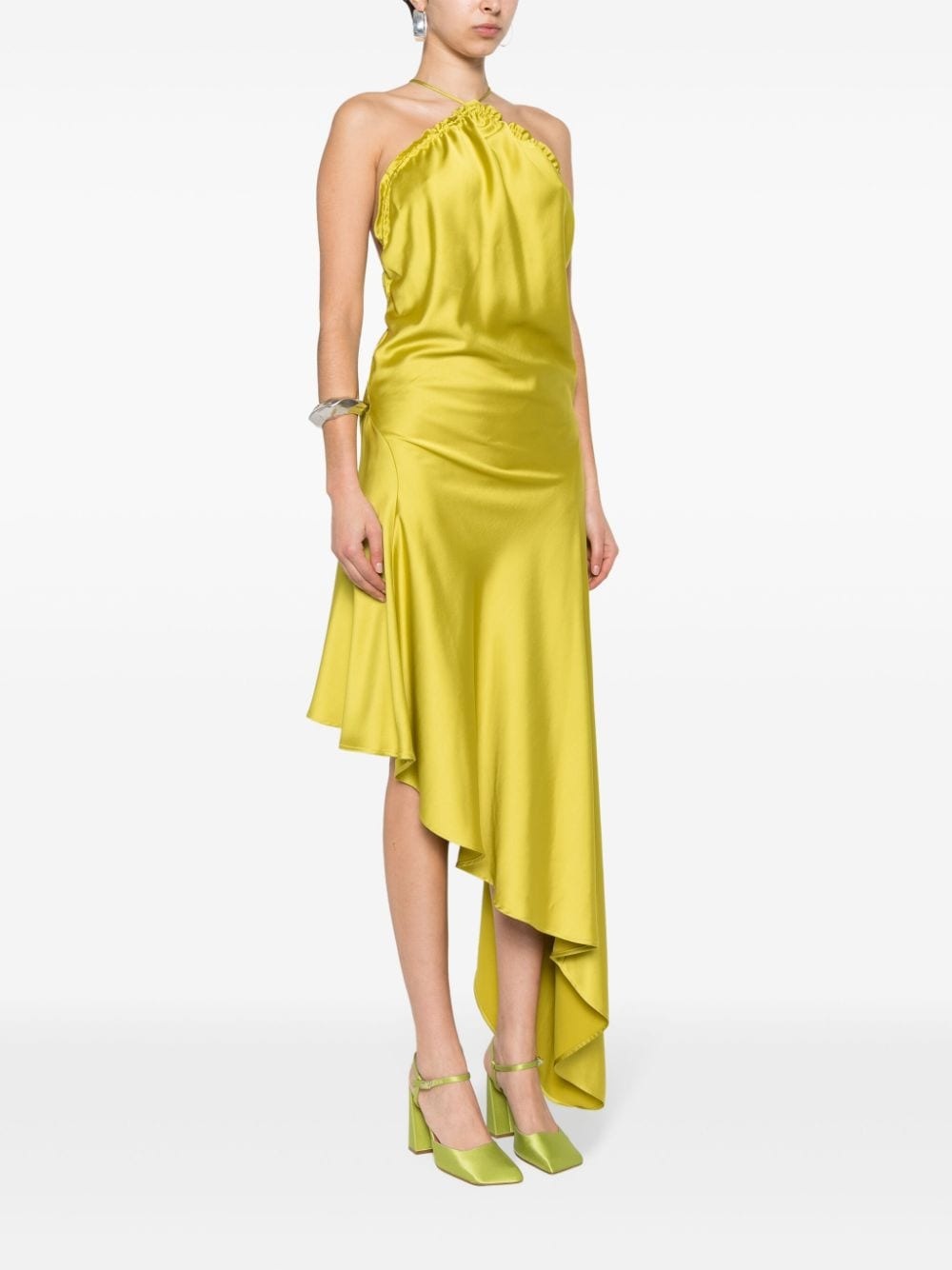 ruched satin midi dress - 3