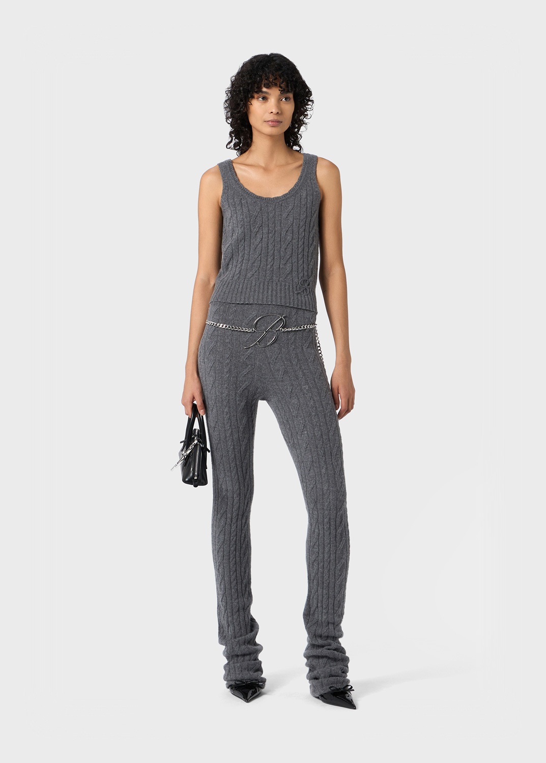 RIBBED KNIT PANTS WITH TORCHON - 2