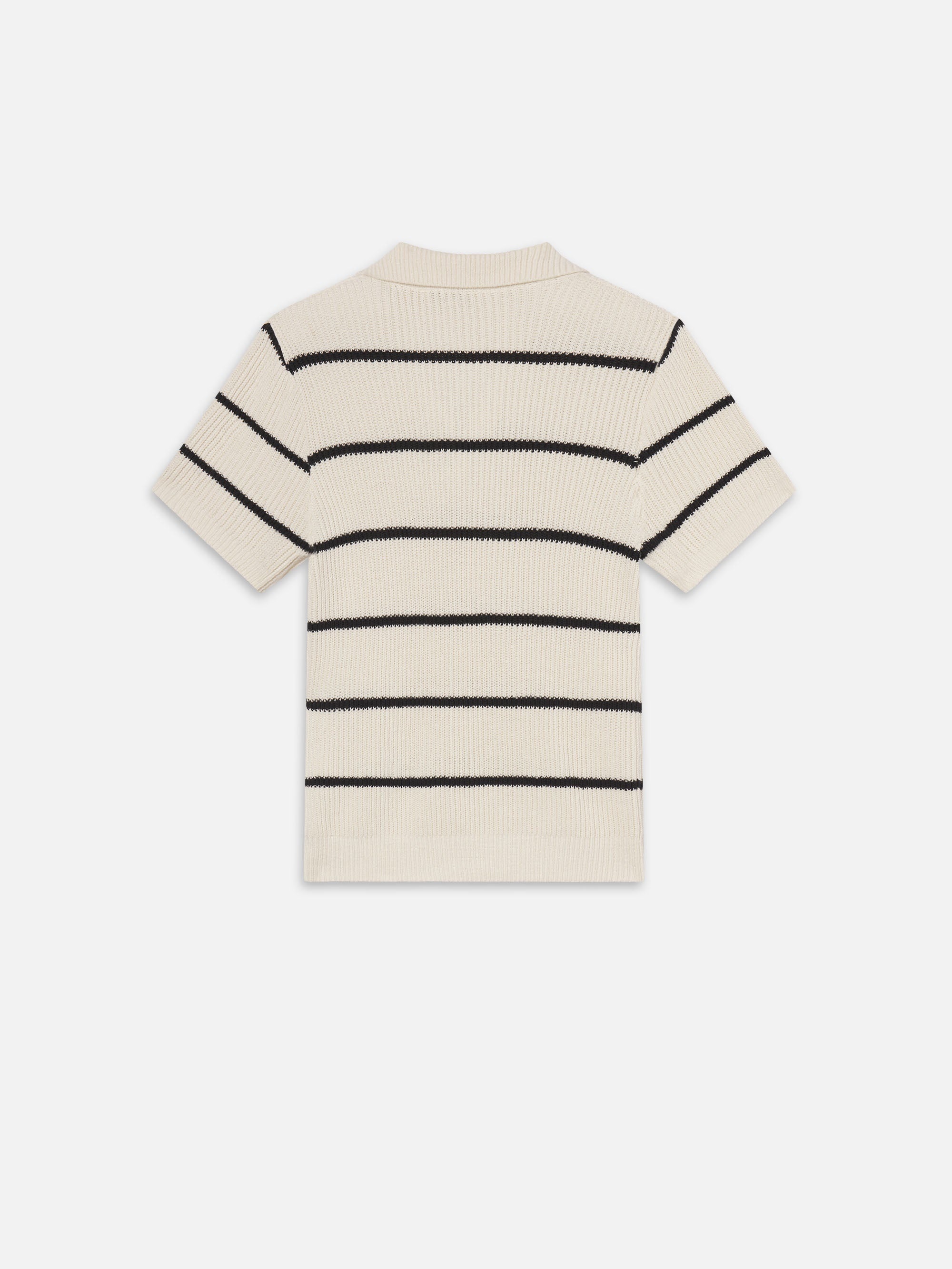 Striped Polo Sweater in Black Stripe - 5