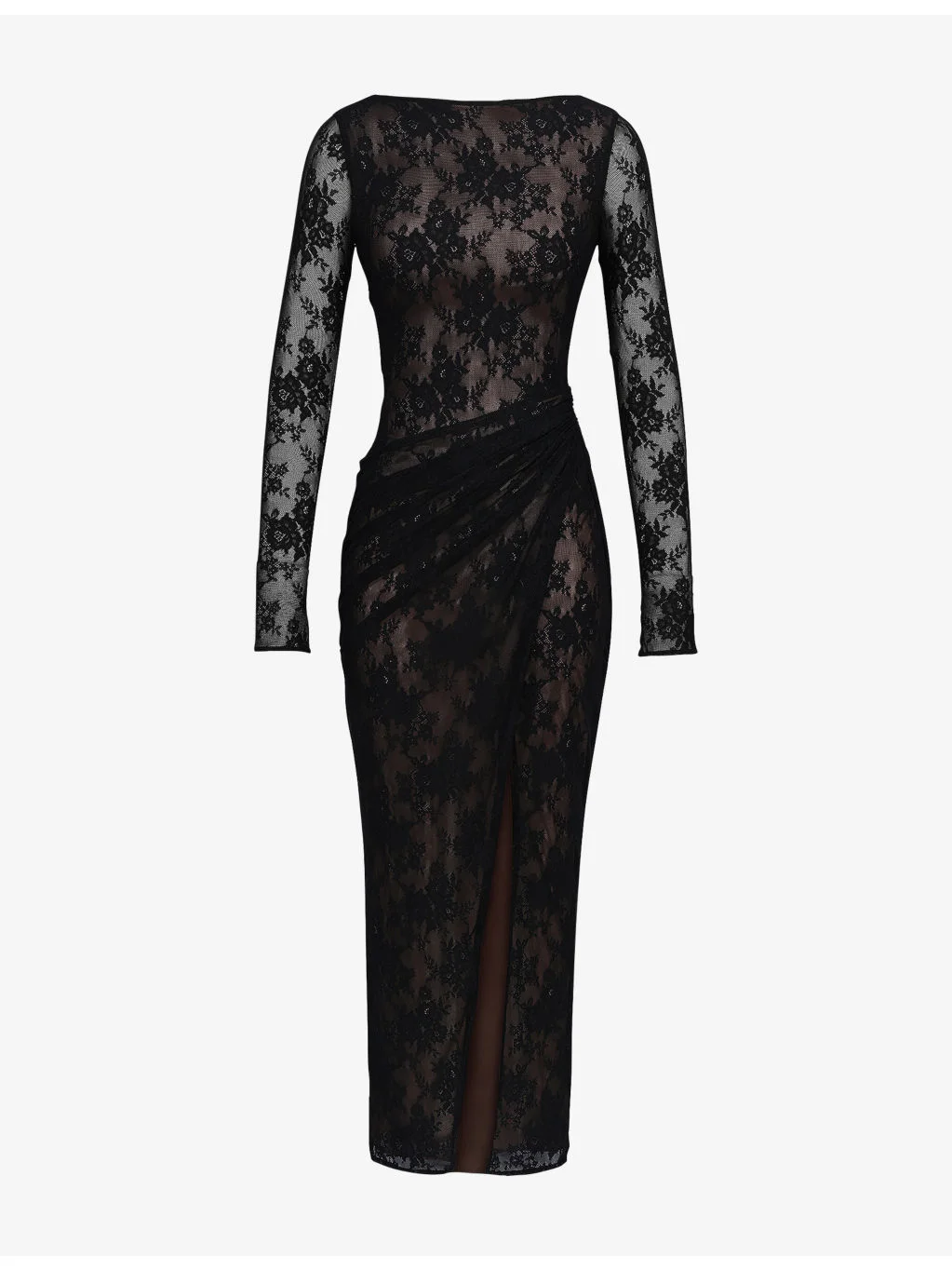 Sapphira Asymmetric Stretch-Lace Maxi Dress - 1