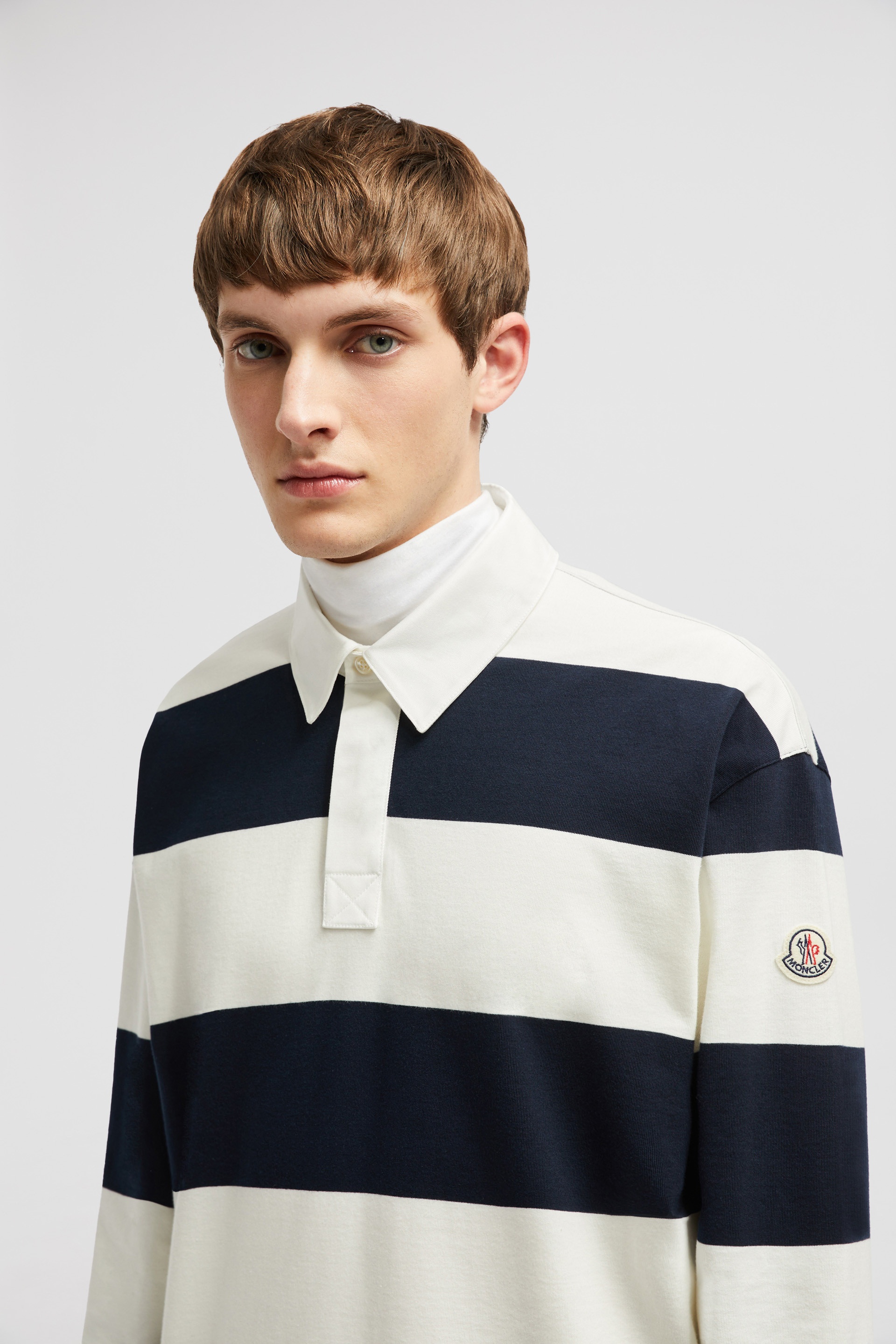 Striped Long Sleeve Polo Shirt - 4