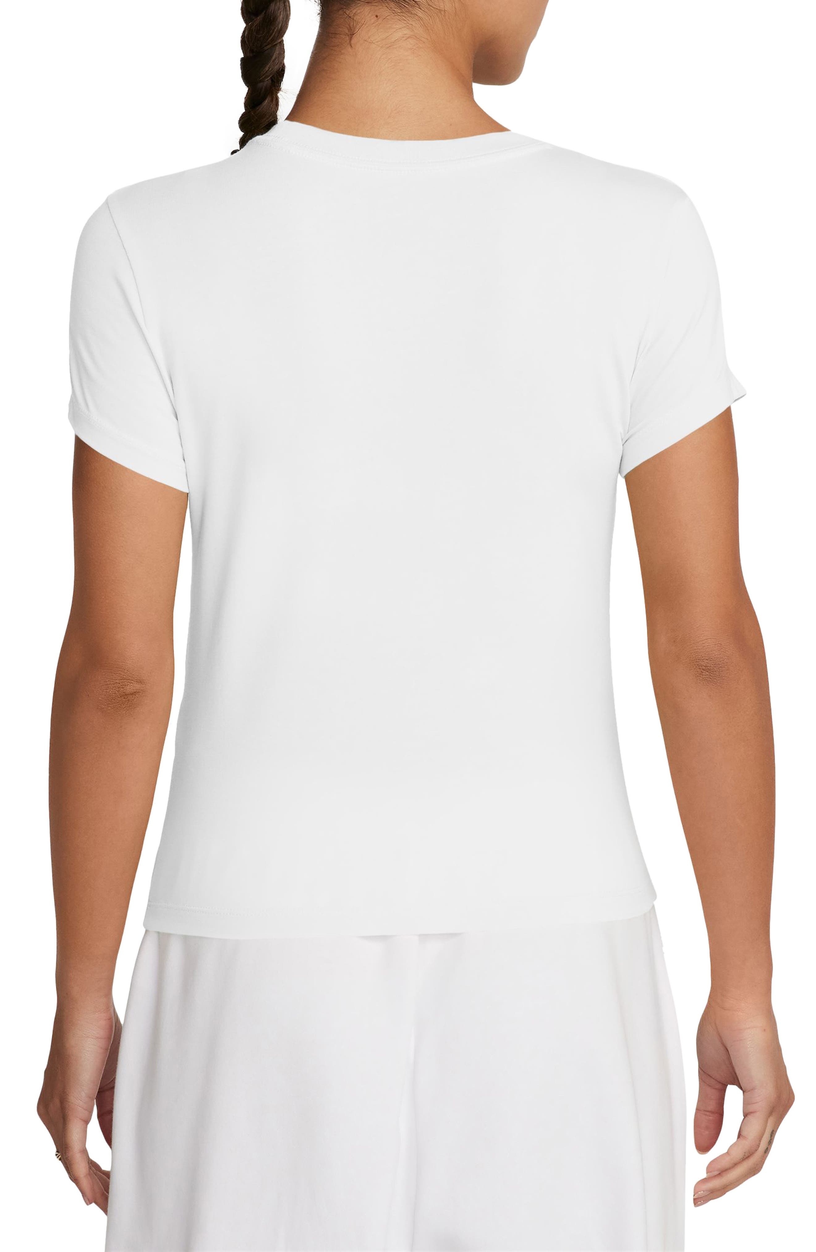 Nike Sportswear Club Chill Knit Mod Crop T-Shirt in White/Black at Nordstrom - 2