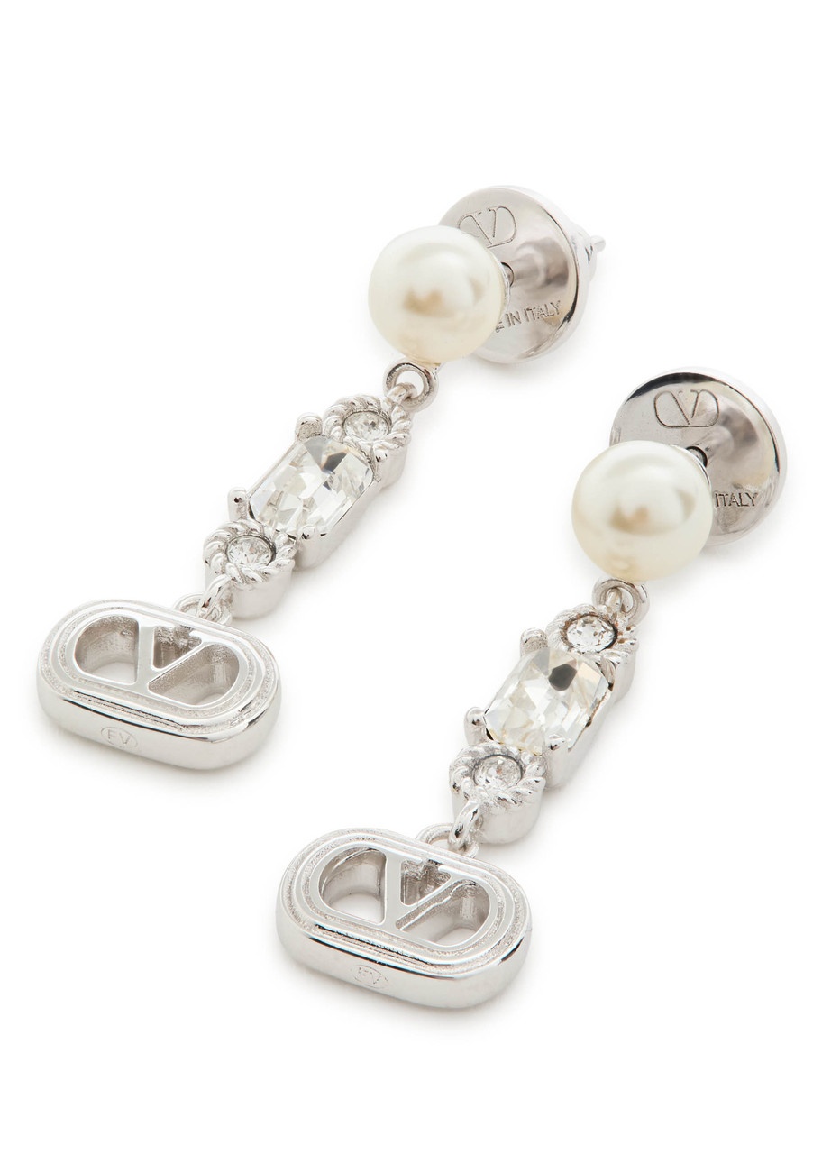 Valentino Garavani Vlogo Embellished Drop Earrings - 3