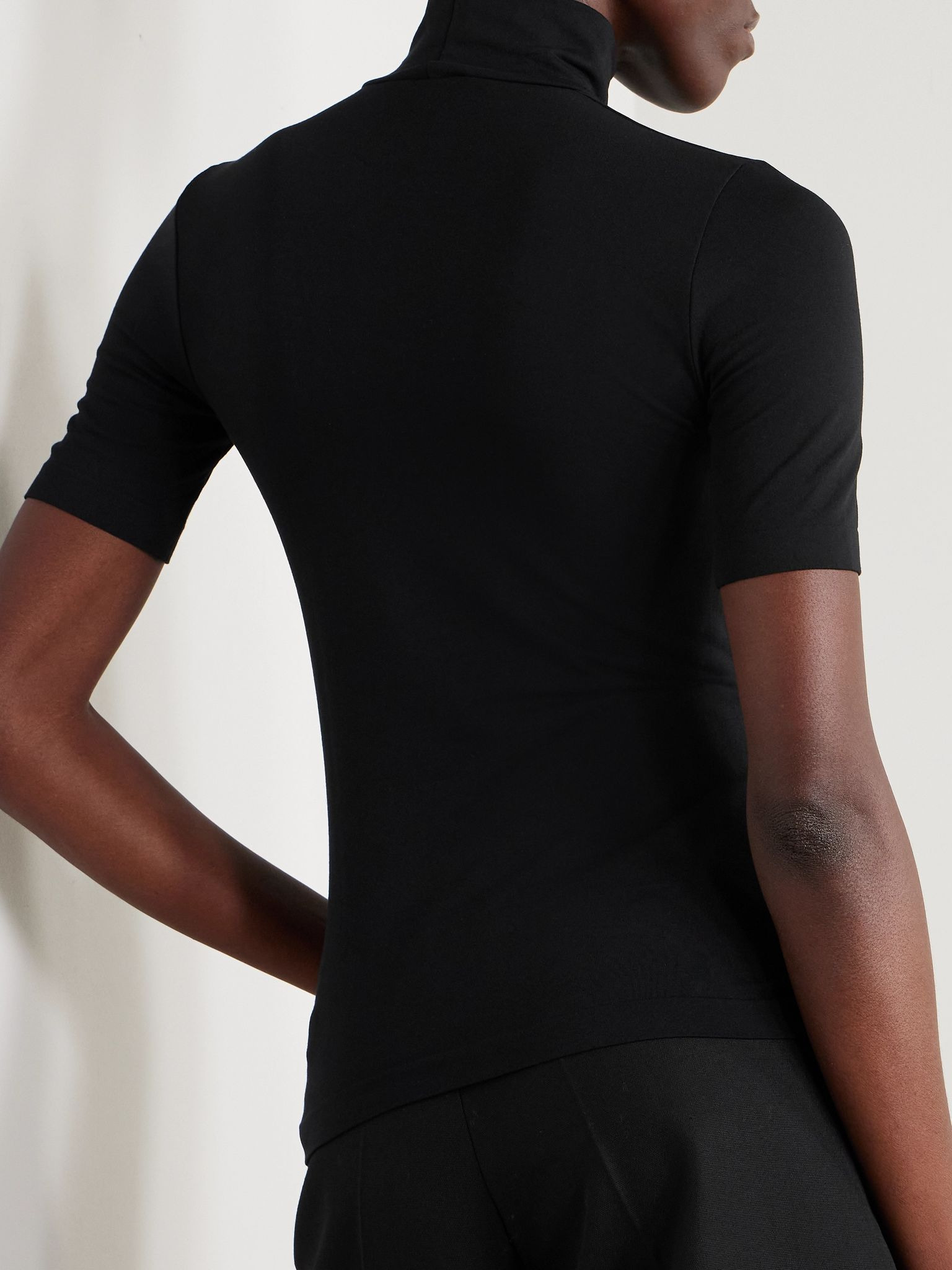Aurora modal-blend jersey turtleneck top Black - 3