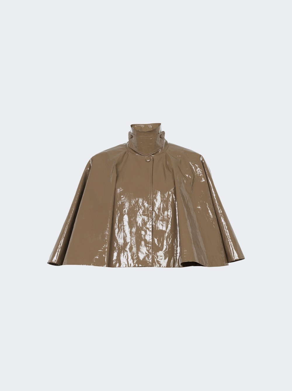 Lacquered Cotton Short Cape Boyish Brown - 1