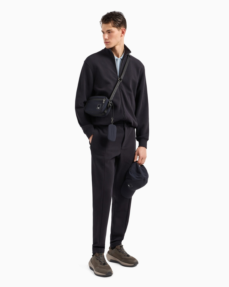 EMPORIO ARMANI TRAVEL ESSENTIALS FULL-ZIP SWEATSHIRT IN WAFFLE JERSEY outlook