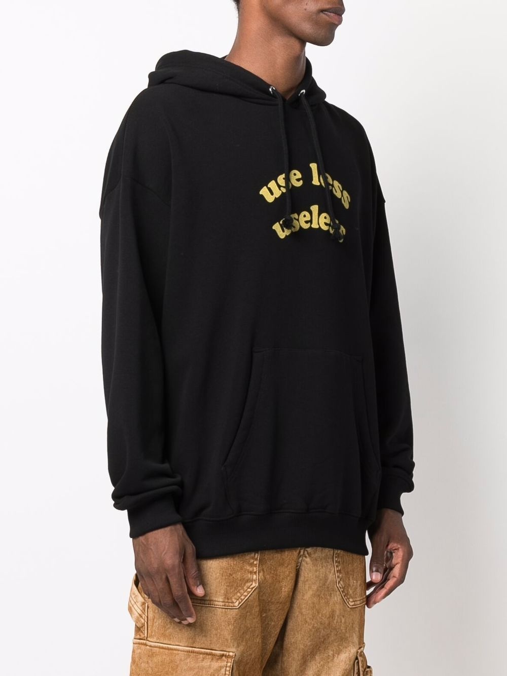 slogan-print cotton hoodie - 3