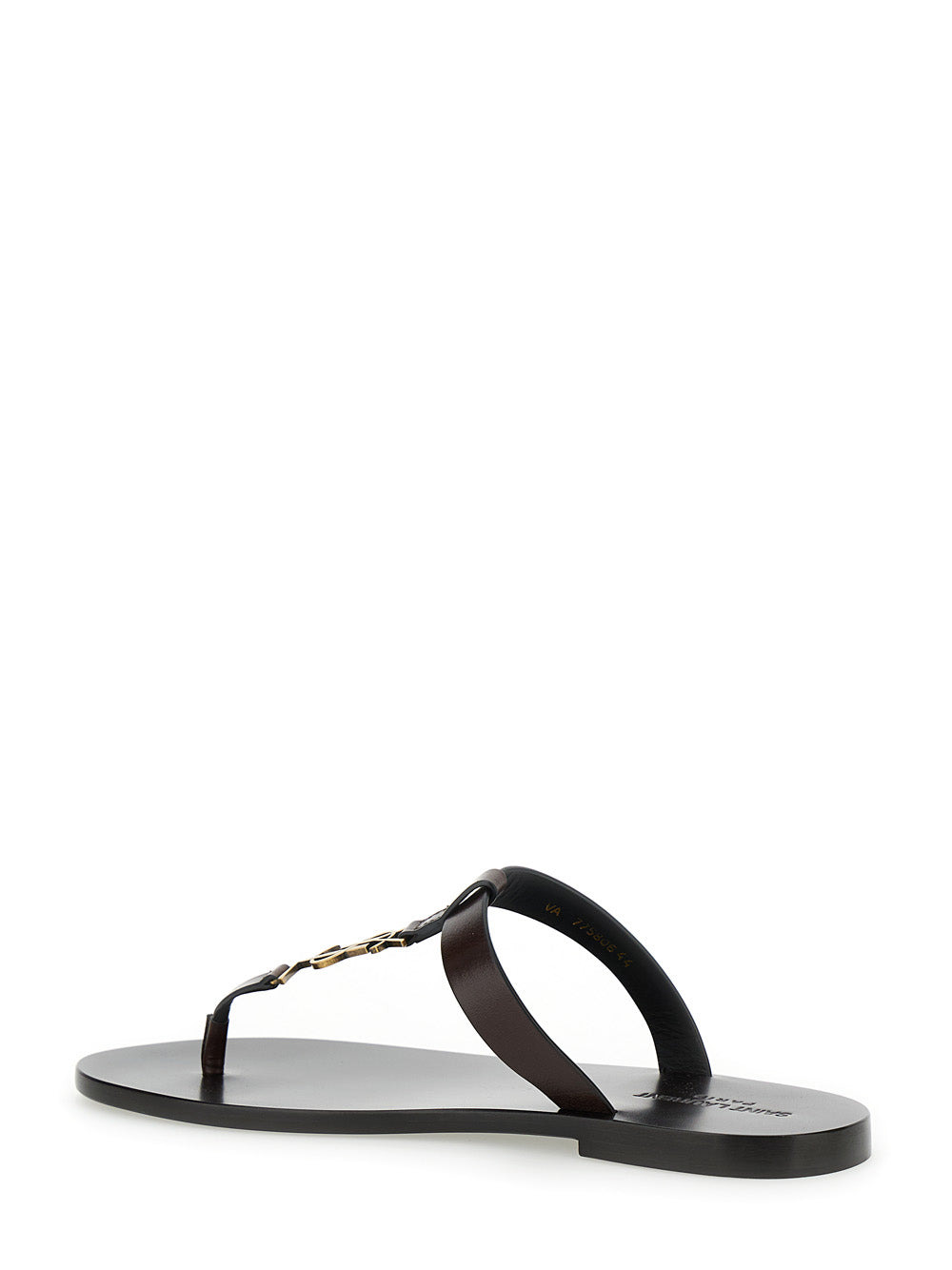 Saint Laurent Men 'Cassandre' Brown Flat Sandals With A T-Strap In Leather Woman - 3