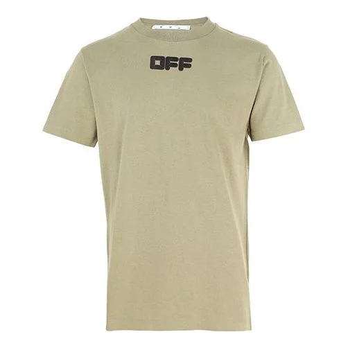 Off-White Logo Printing Round Neck Short Sleeve Ordinary Version Green OMAA027F21JER0035510 - 1