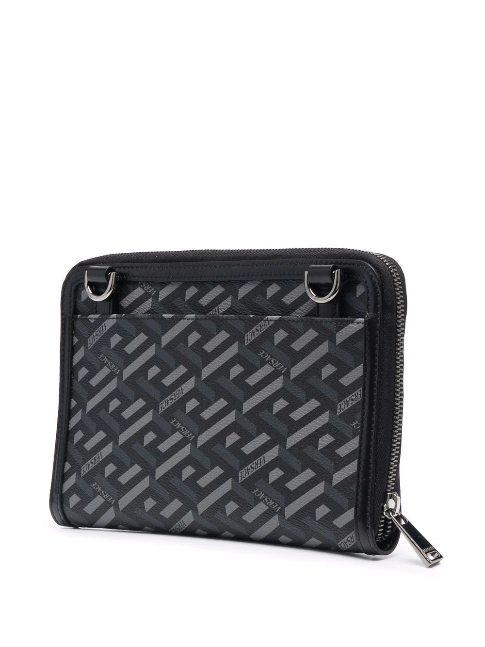 Greca logo-print leather clutch bag - 3