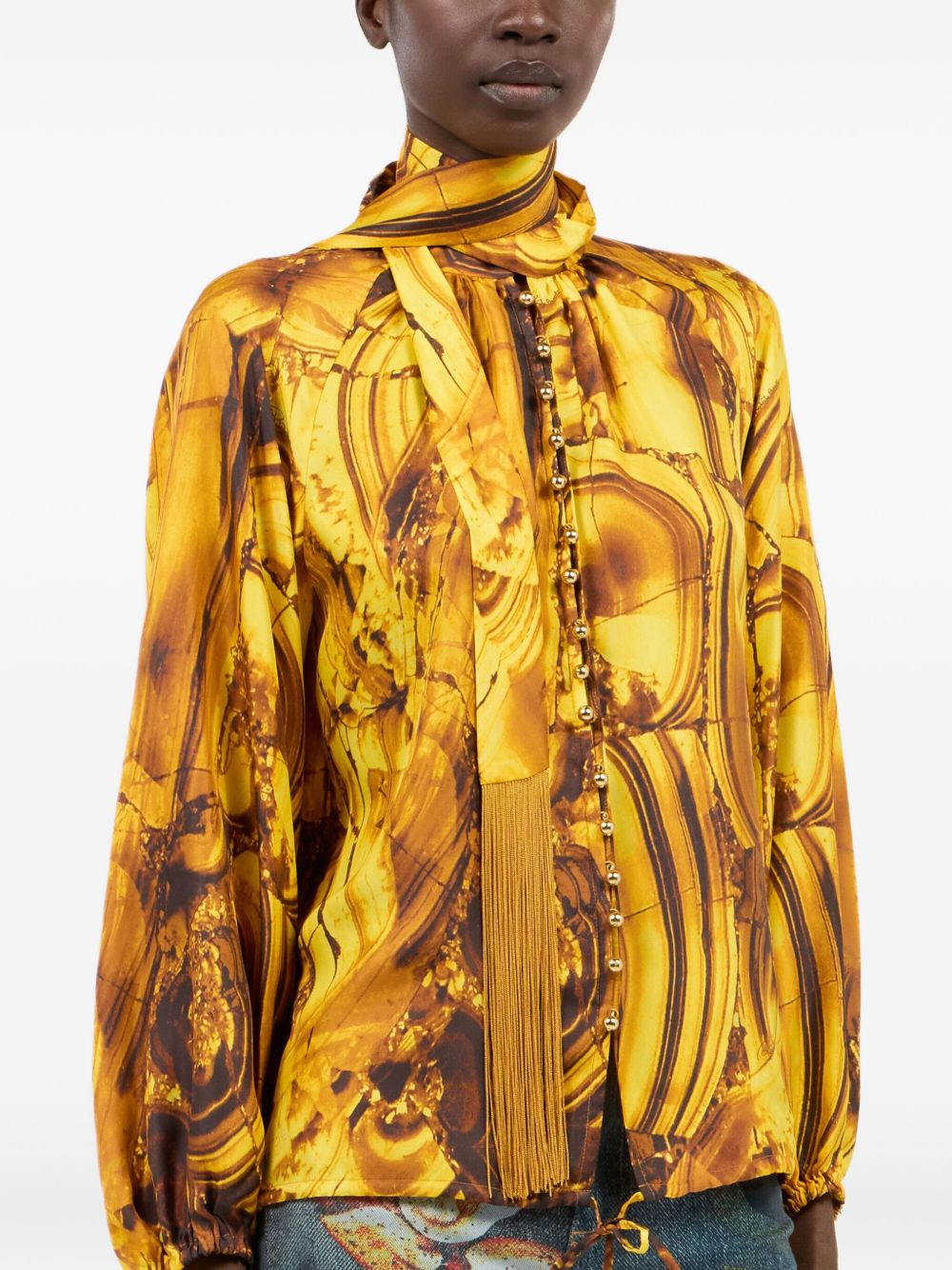 scarf-detail blouse - 4