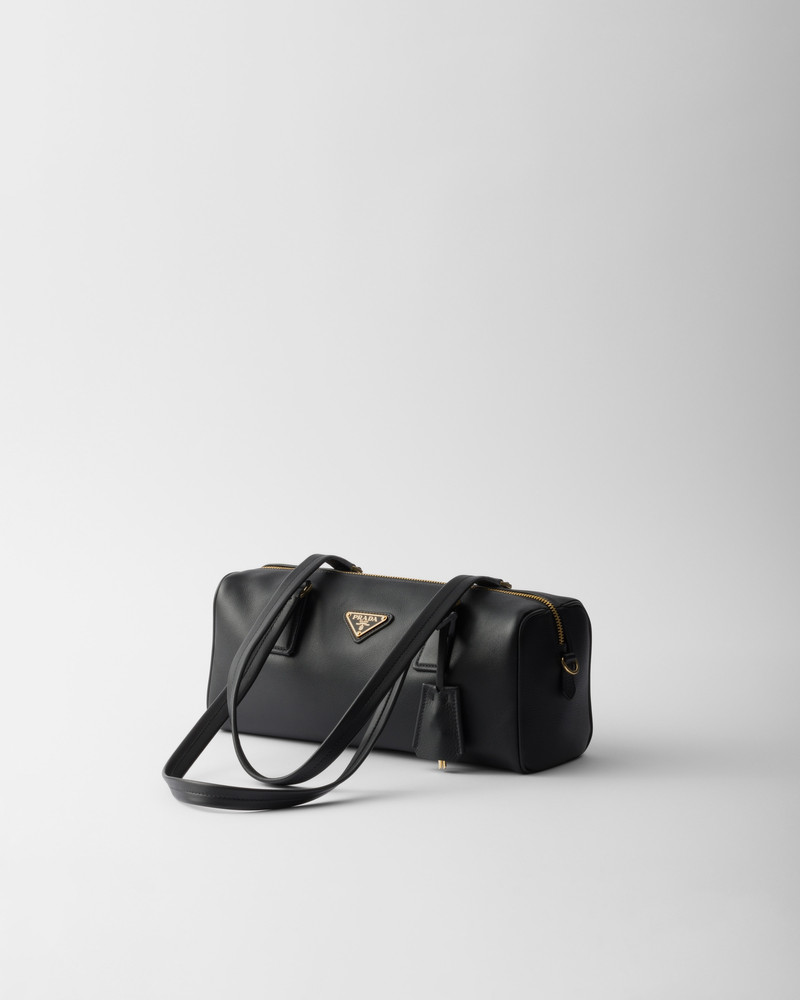 Prada Medium leather top-handle bag with padlock outlook