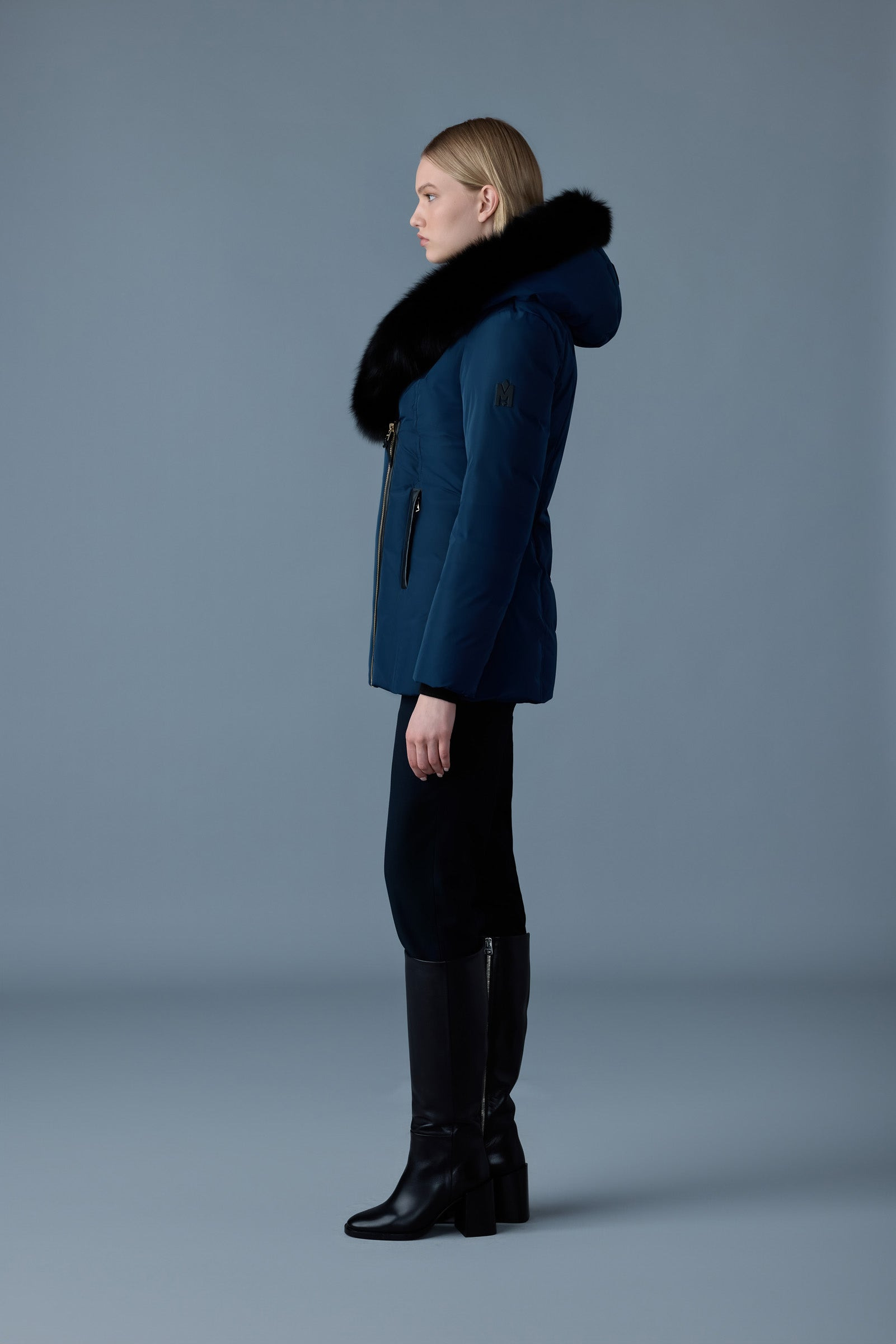 ADALI Down coat with blue fox fur Signature Mackage Collar - 3