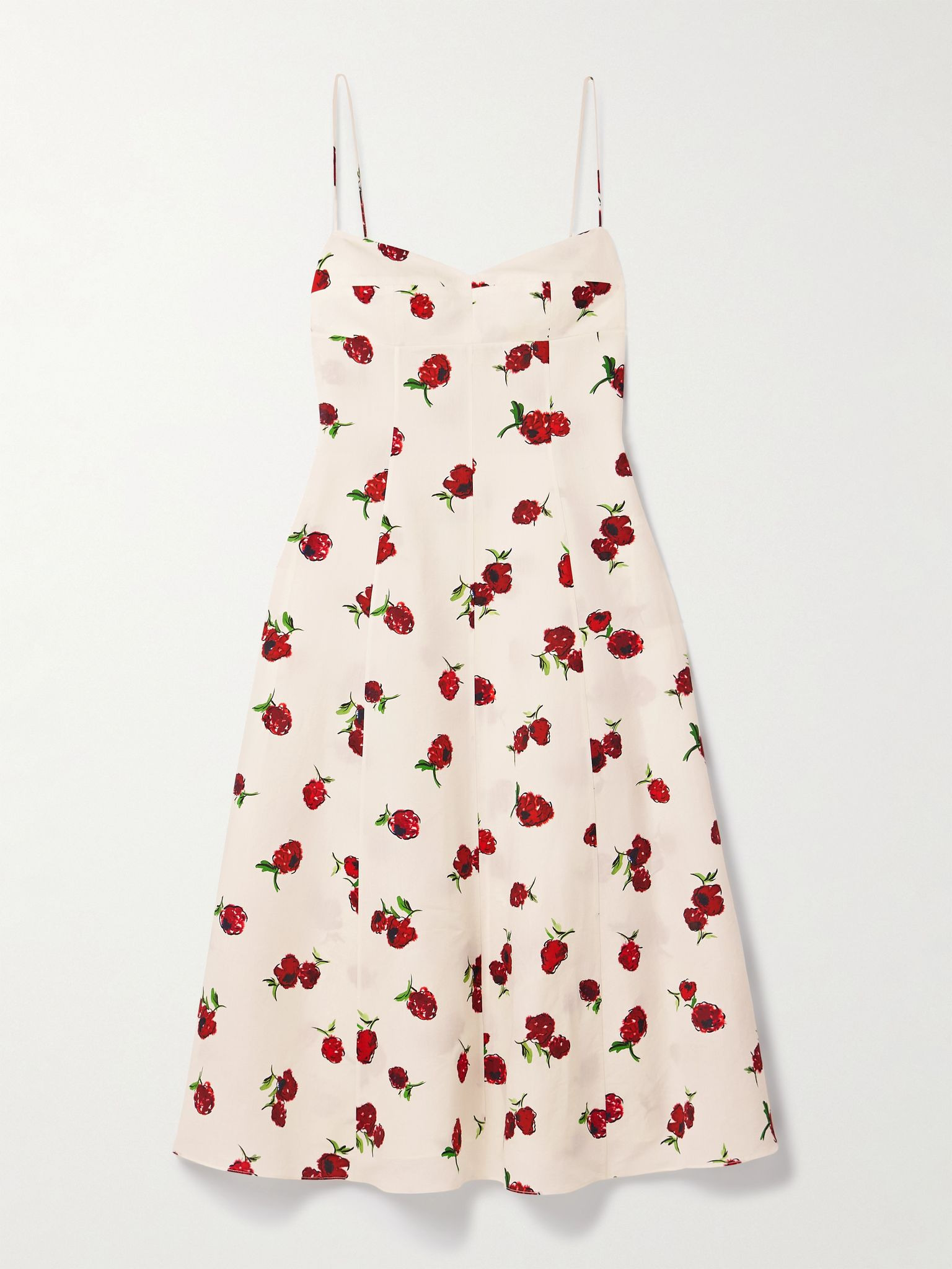 Isabella printed cotton-poplin midi dress Ecru - 1