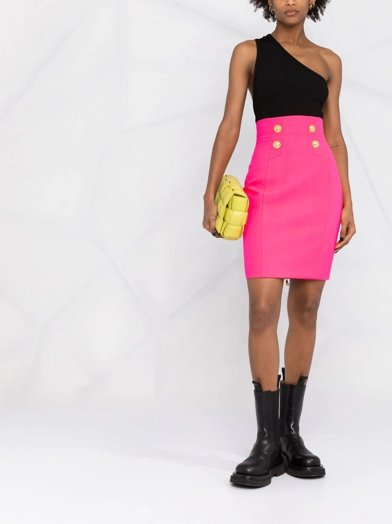 Balmain logo-button pencil skirt outlook