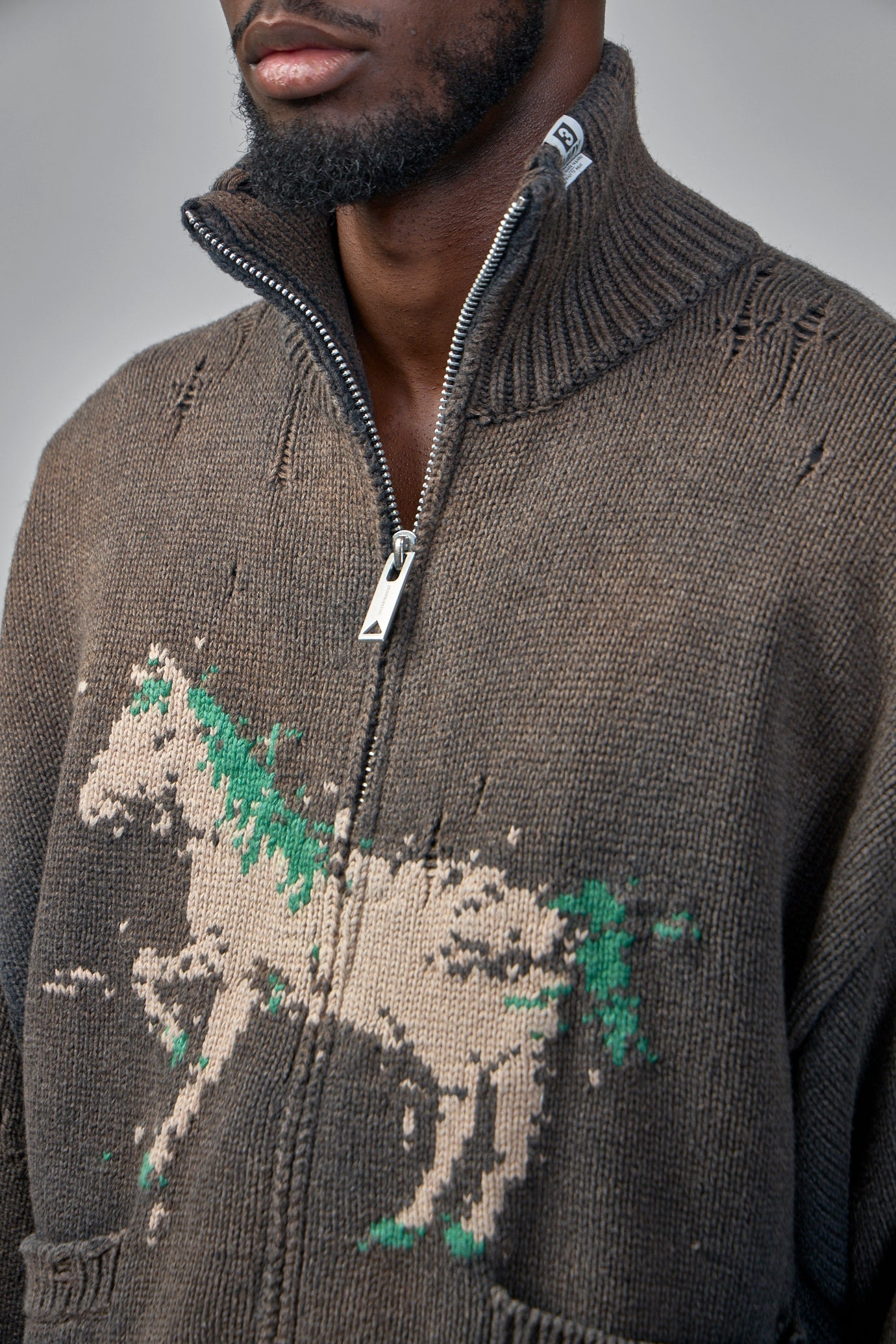 Horse Jacquard Knit Cardigan - 5
