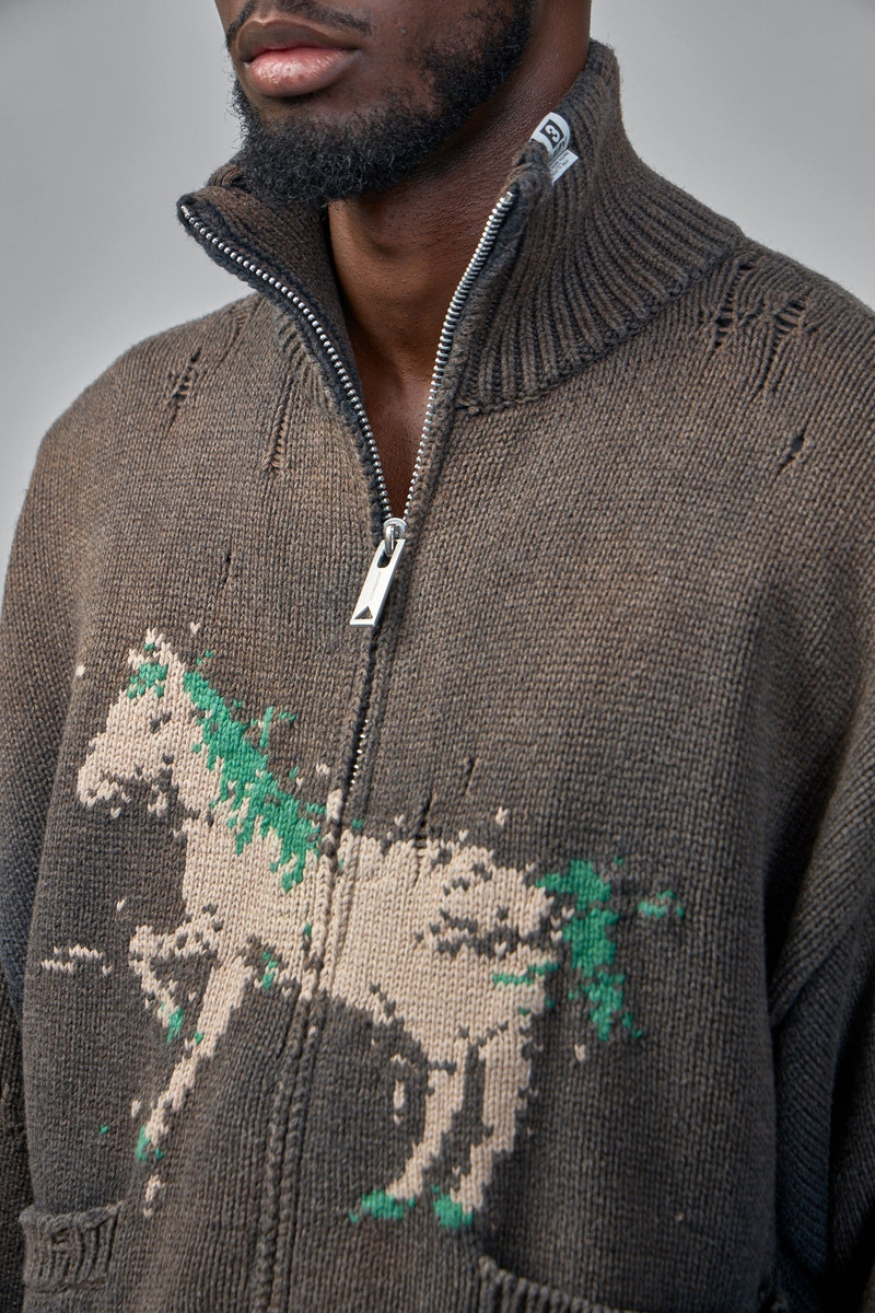 Maison MIHARAYASUHIRO Horse Jacquard Knit Cardigan outlook