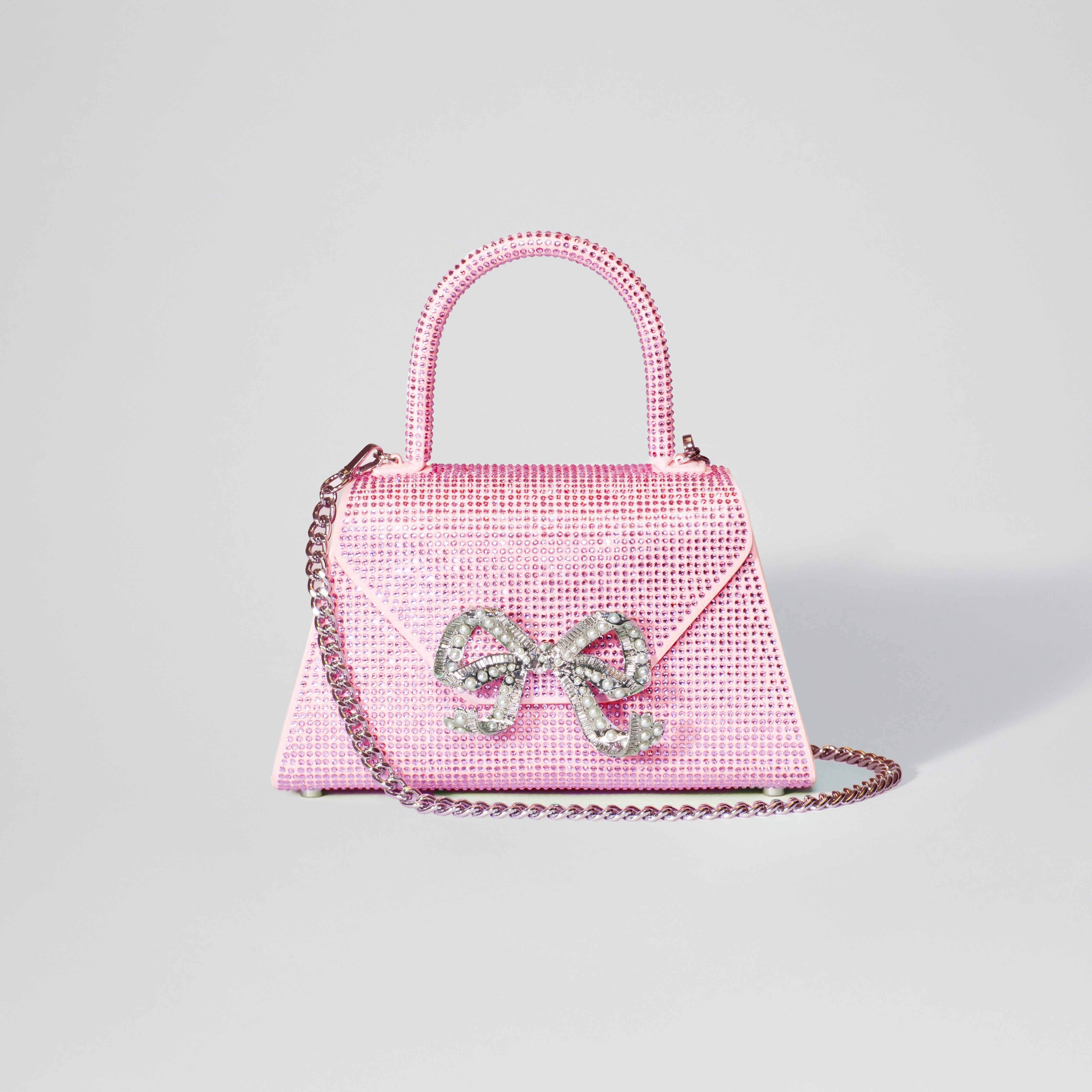Pink Rhinestone Bow Envelope Mini Bag - 4