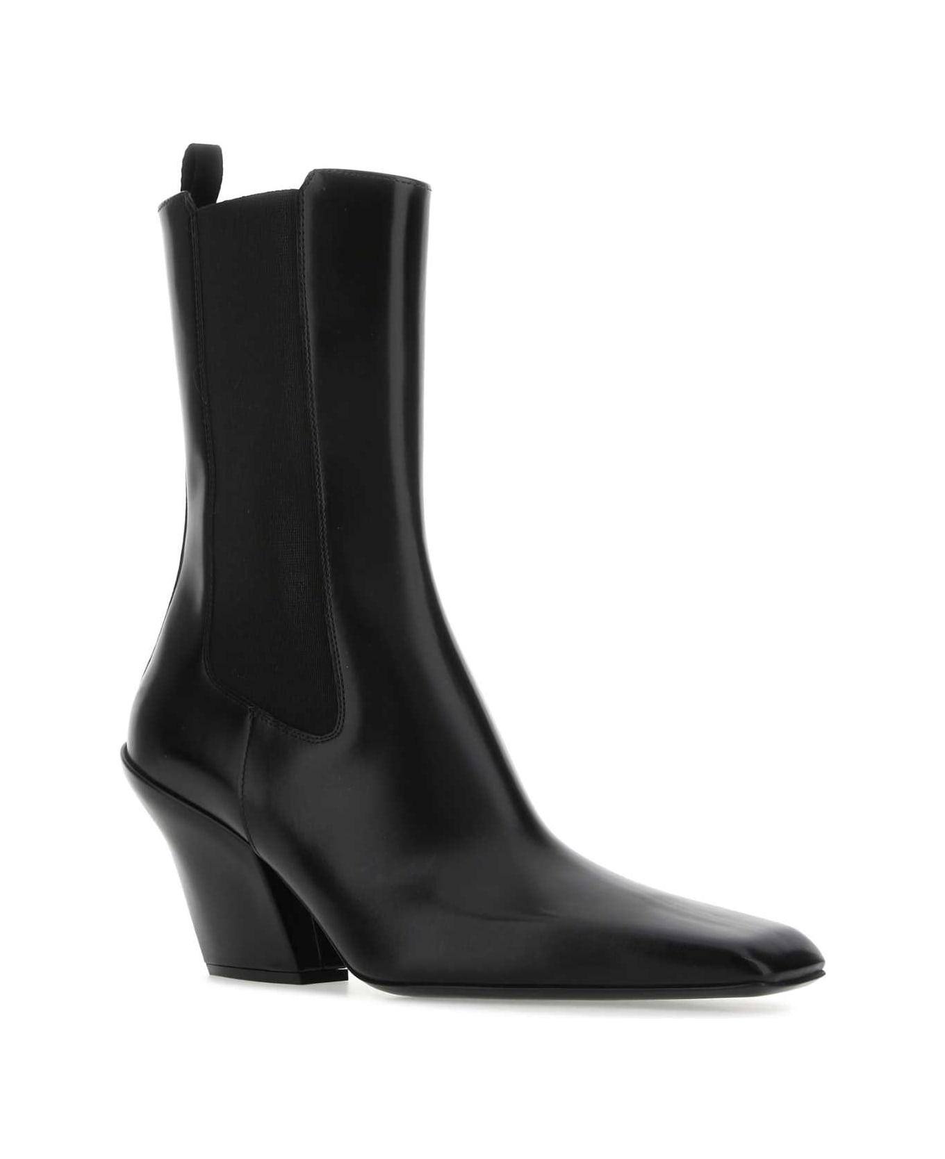 Black Leather Ankle Boots - 2