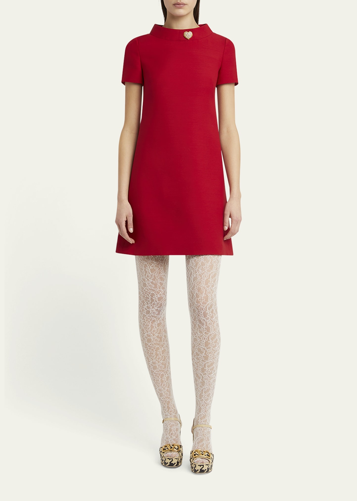 Crepe Couture Crystal Heart Mini Dress - 2