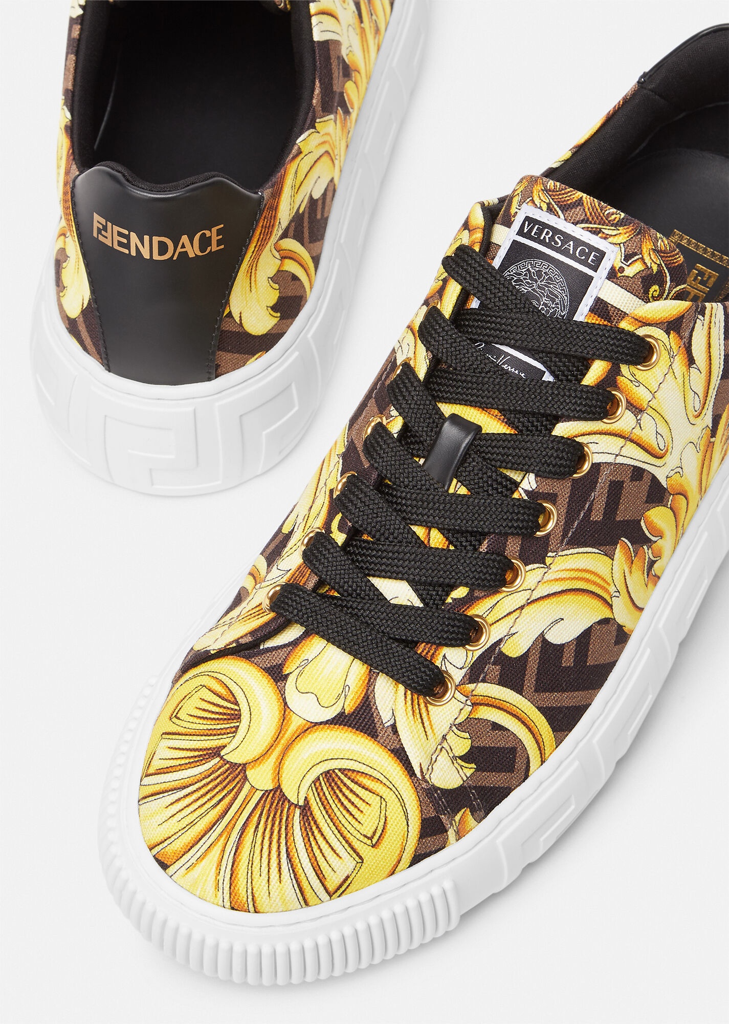 Fendace Gold Baroque Greca Sneakers - 6