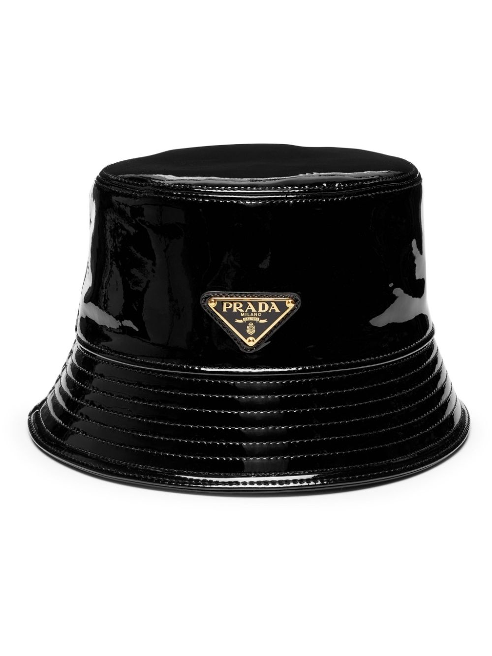 triangle-logo leather bucket hat - 1
