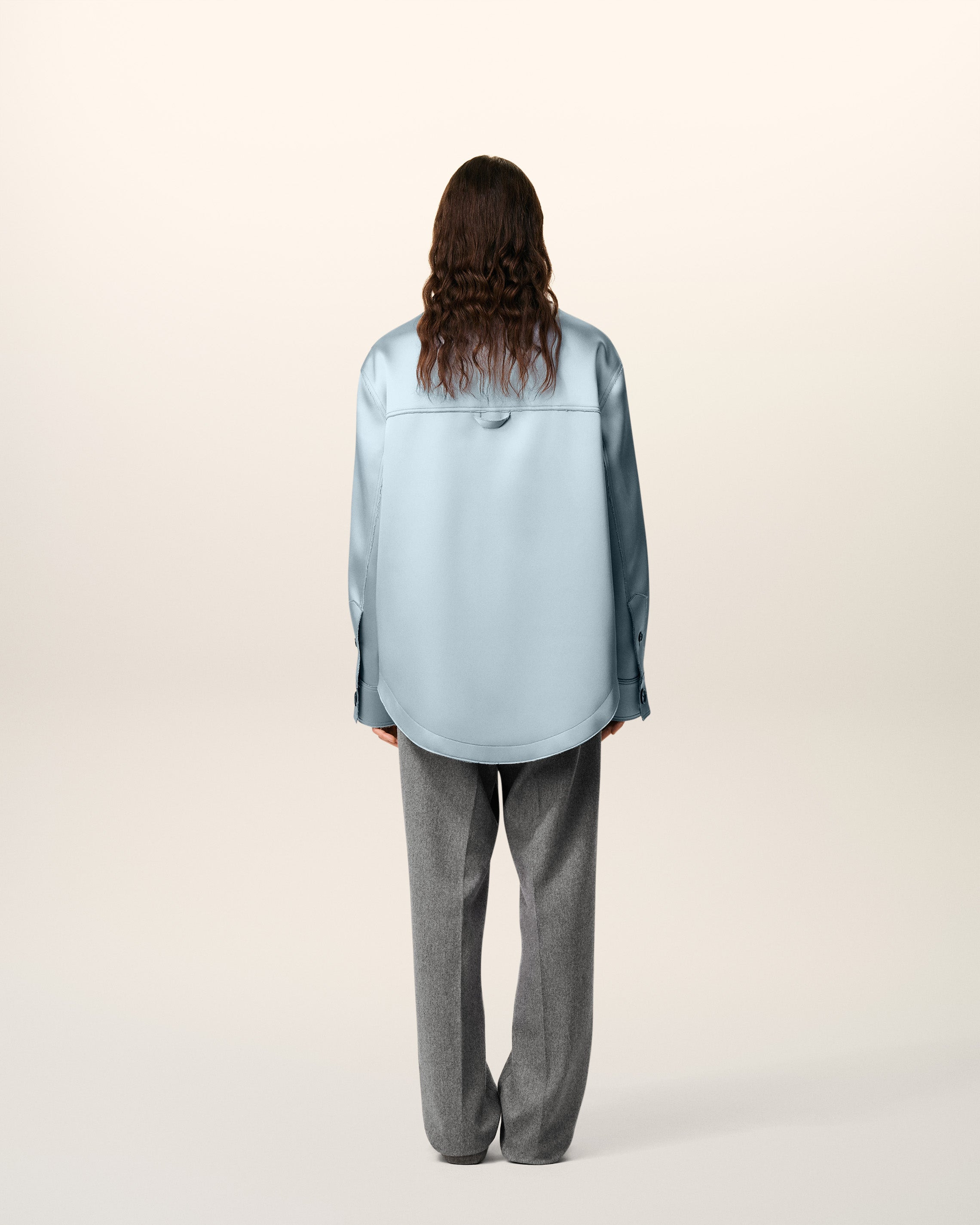 BLUE SATIN AMI DE COEUR BUTTONED JACKET - 5