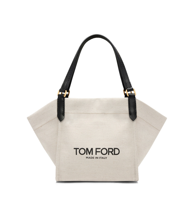 COTTON CANVAS AND SMOOTH LEATHER AMALFI MEDIUM TOTE 1