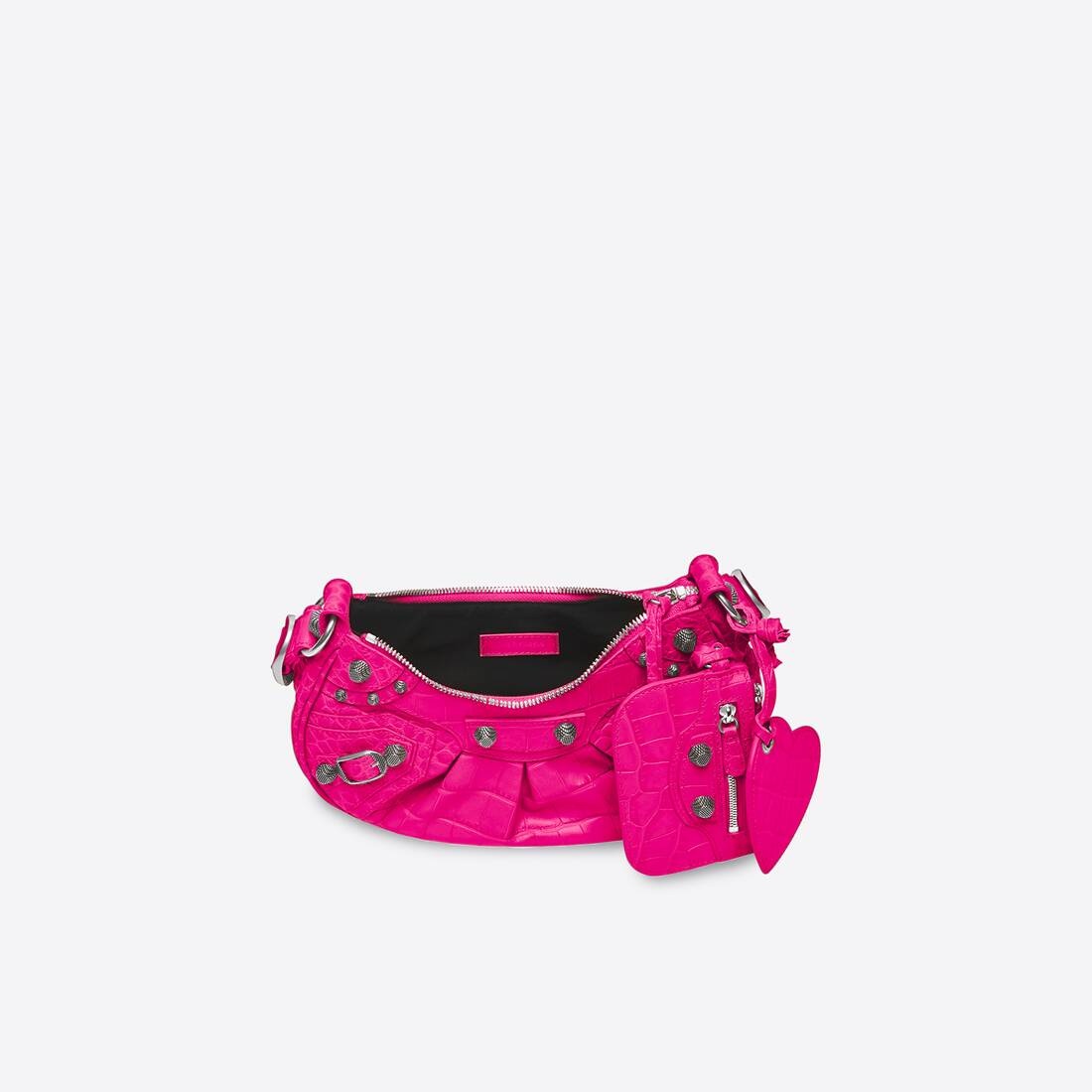 Women's Le Cagole Xs Shoulder Bag Crocodile Embossed in Pink - 4