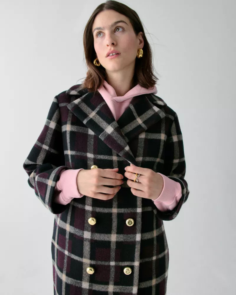 Plaid Double Breasted Coat 3