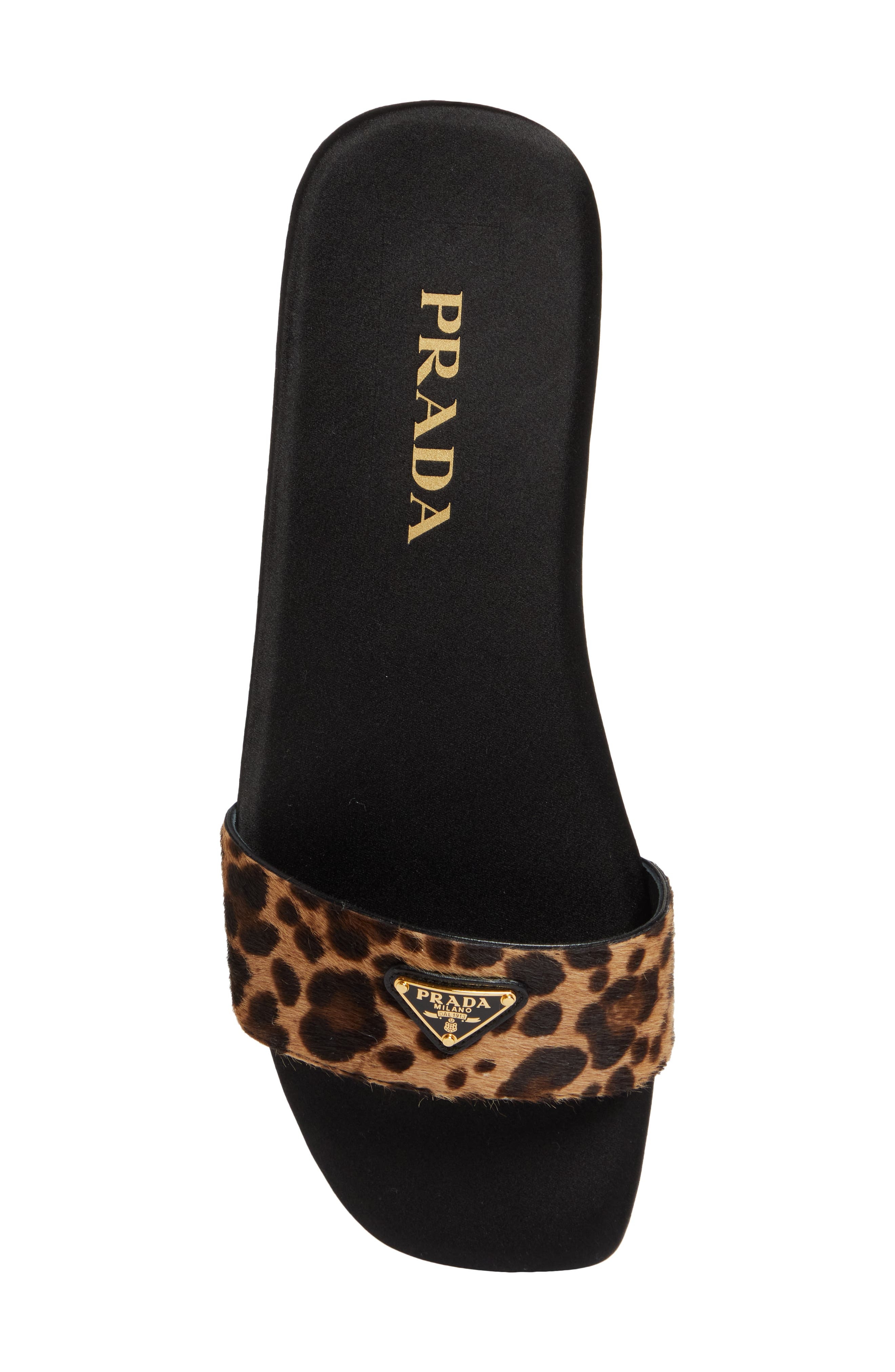 Prada Animal Print Genuine Calf Hair Slide Sandal in Miele Calf Hair Print at Nordstrom - 5
