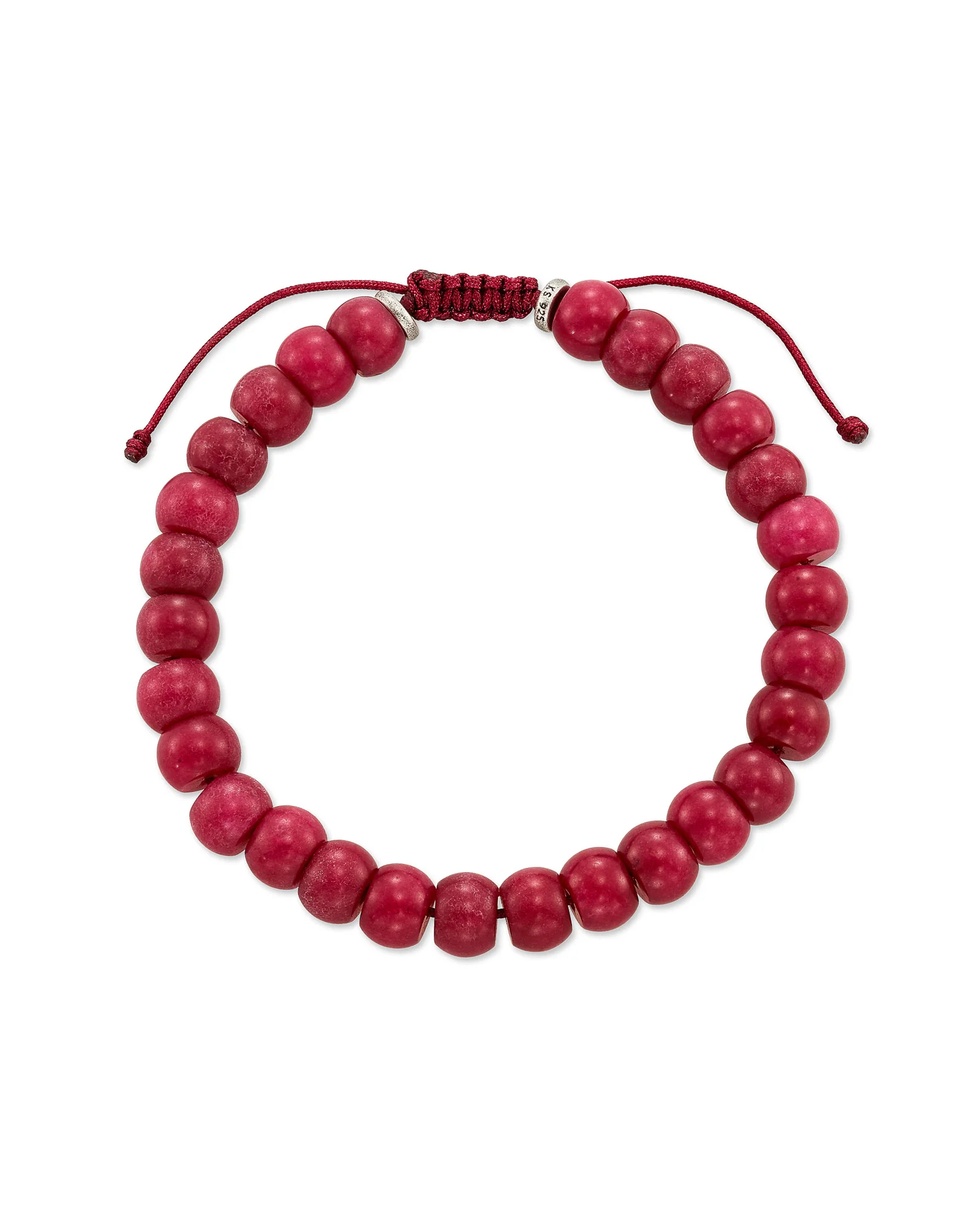 Cade Oxidized Sterling Silver Beaded Bracelet in Maroon Jade - 1