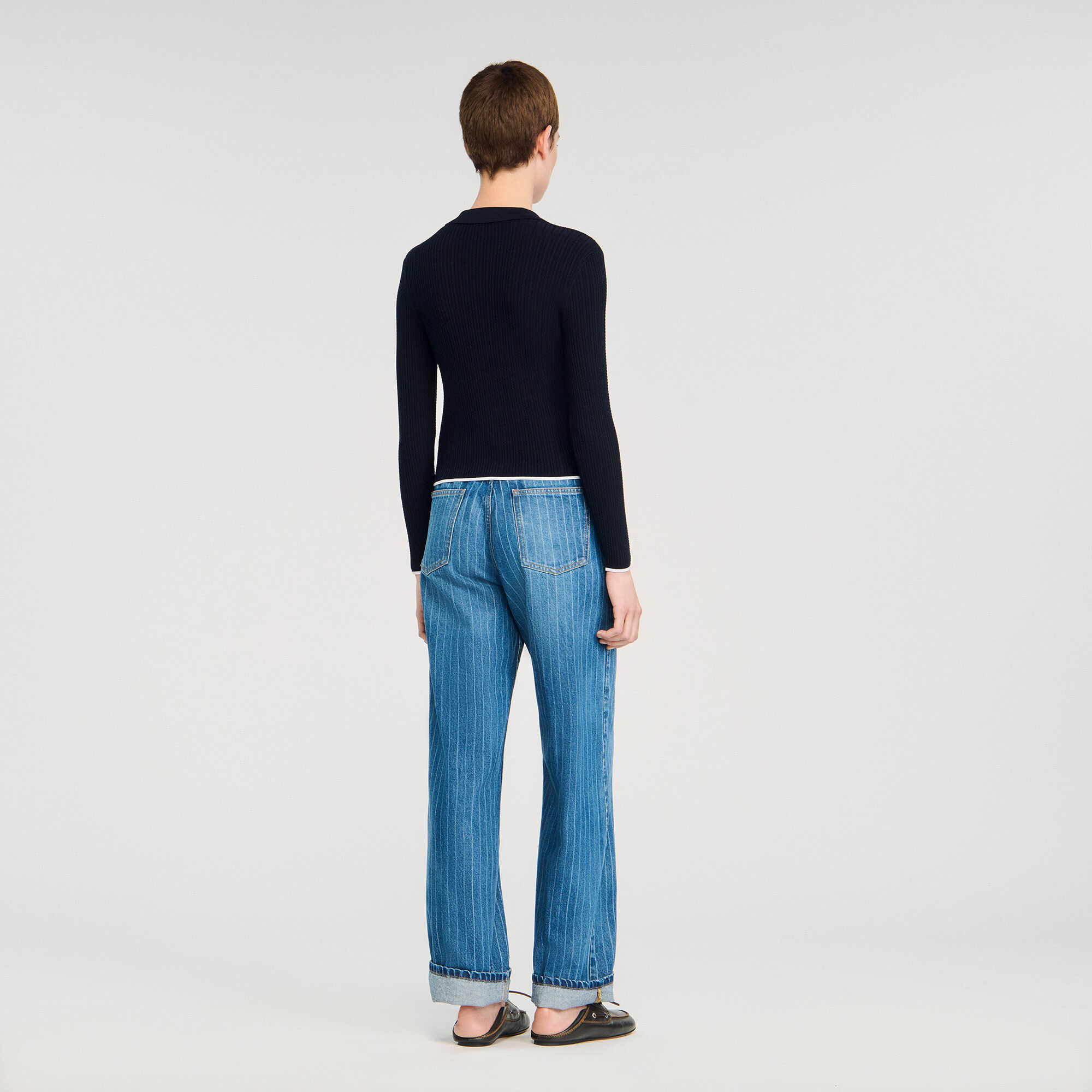 CROPPED POLO COLLAR CARDIGAN - 5