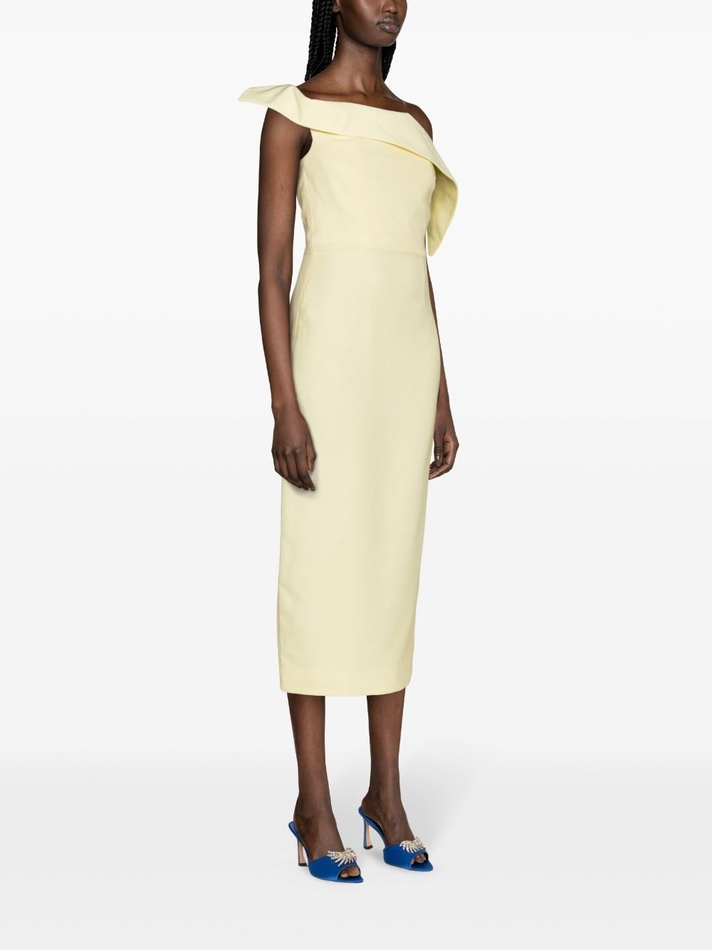 off-shoulder crepe midi dress - 3