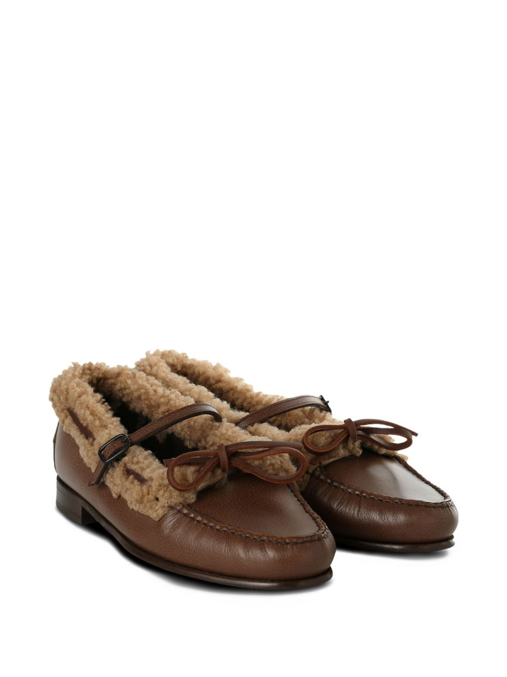 shearling-trimmed buckle loafers - 2