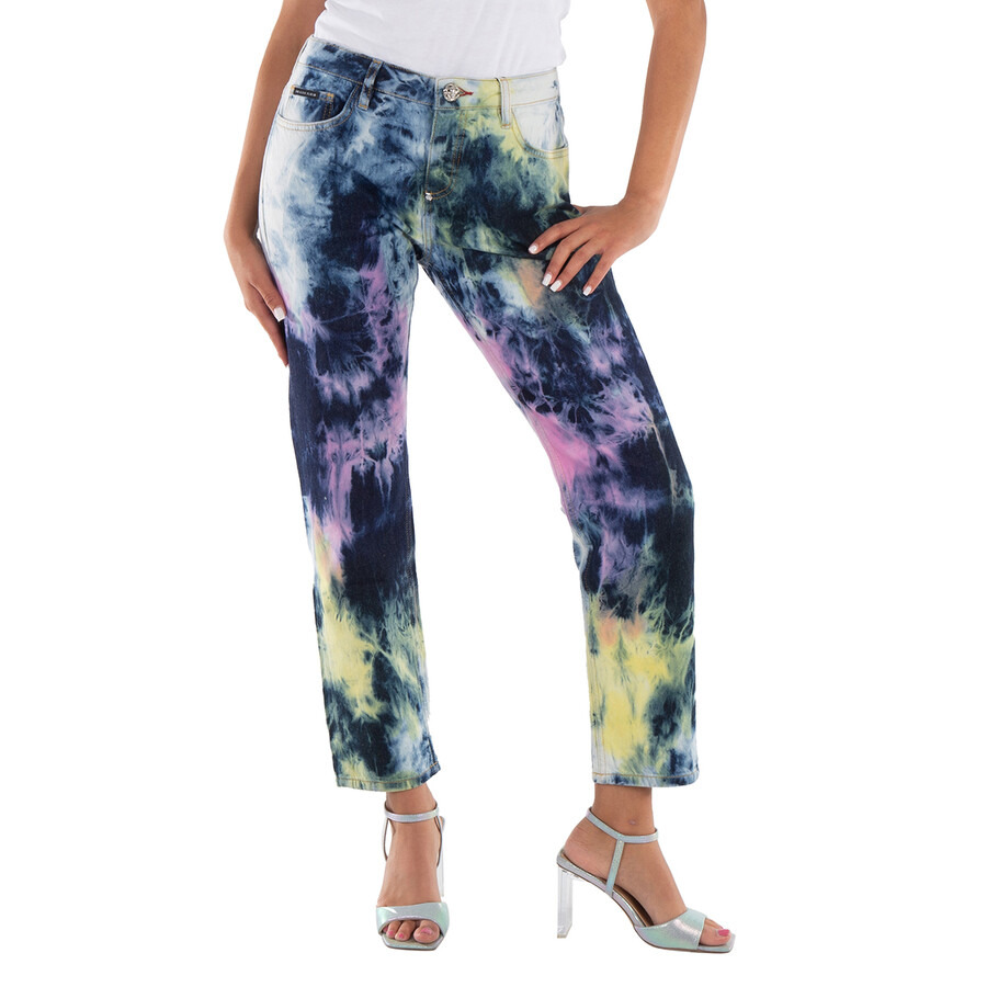 Philipp Plein Tie Dye Bleached Boyfriend Denim Jeans - 3