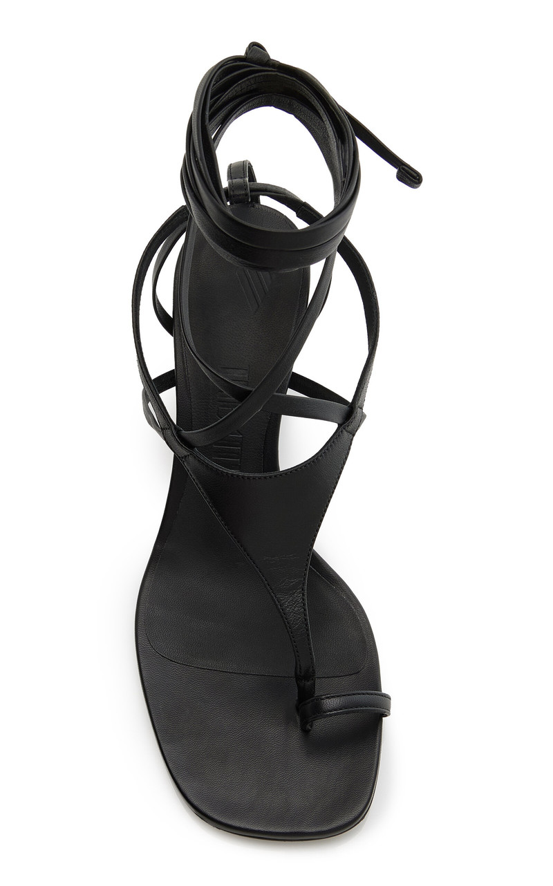 THE ATTICO Nova Leather Thong Sandals black outlook