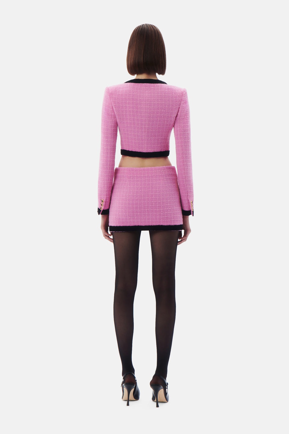 CHECKED TWEED BOUCLE LOW WAIST MINI SKIRT - 5