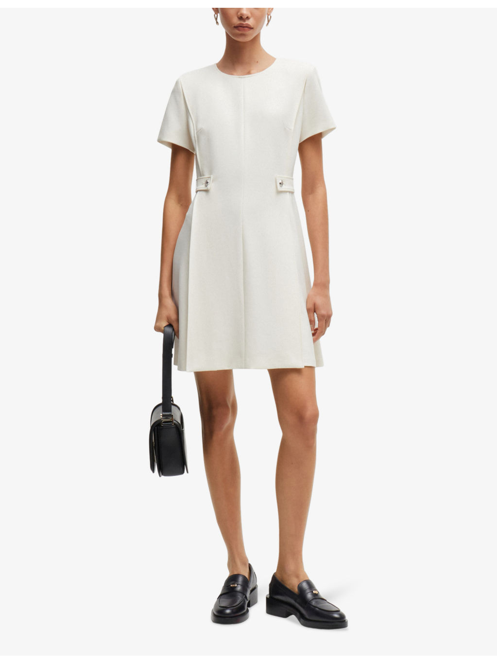 Round-neck short-sleeve stretch-woven mini dress - 2