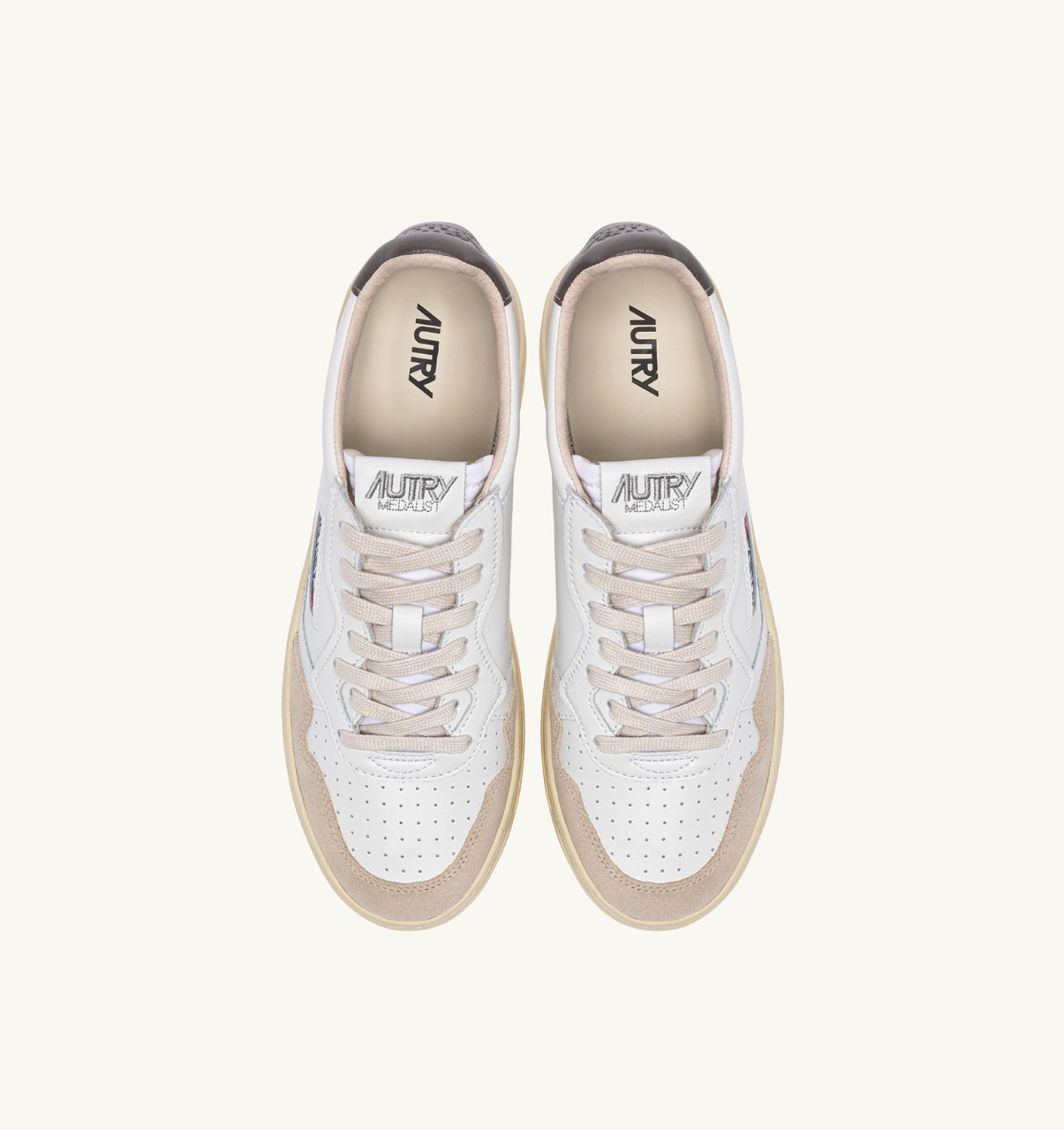 MEDALIST LOW SNEAKERS IN WHITE AND MOREL SUEDE AND LEATHER - 5