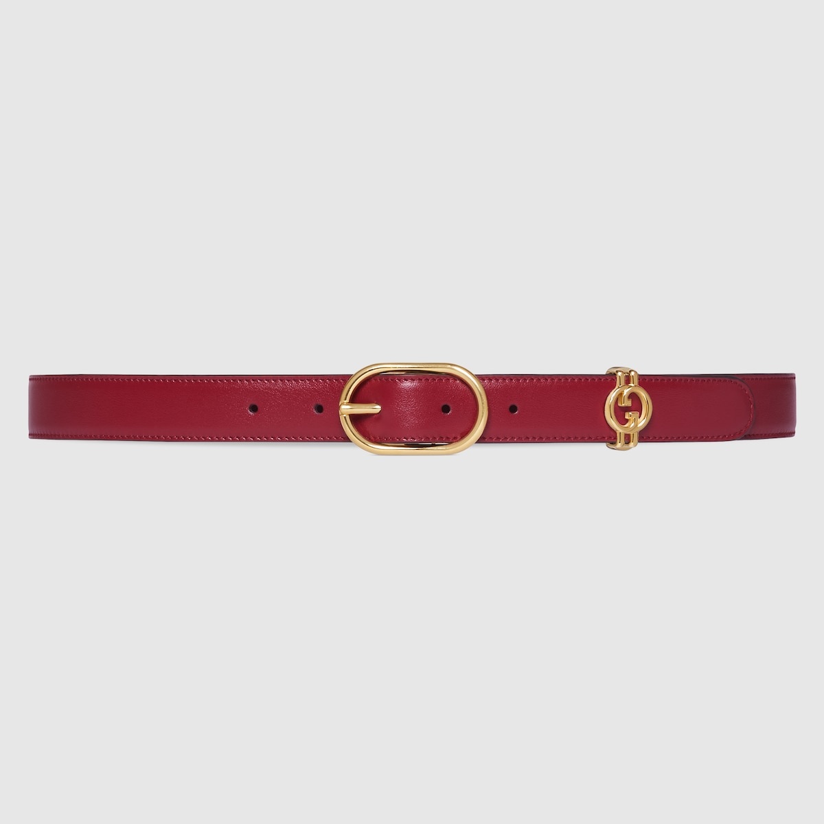 Gucci Pink Leather Belt With Crystal Interlocking G Buckle, $420, Gucci