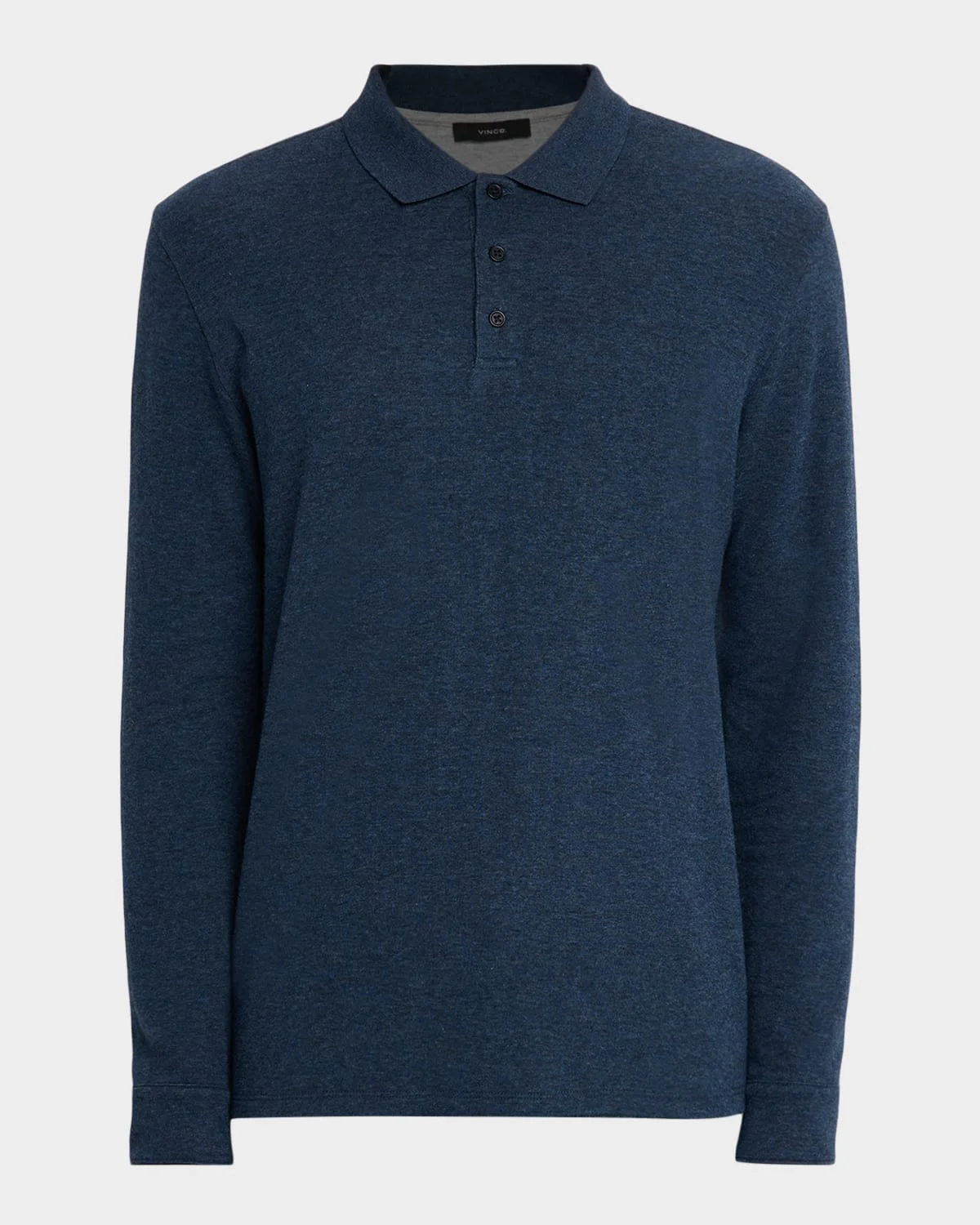 Men's Heathered Long-Sleeve Polo Shirt - 1