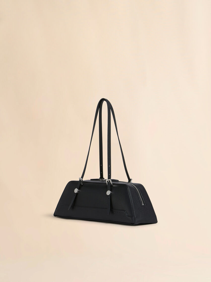 BLACK LEATHER DOT LONG DUFFLE BAG - 3