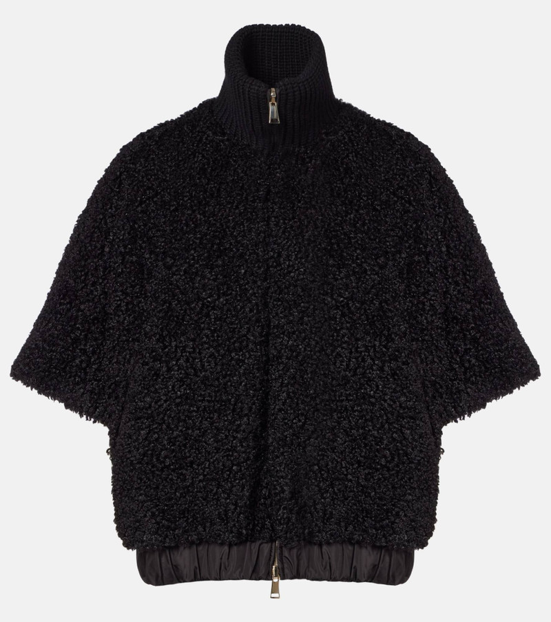 Reversible leather-trimmed cape 1
